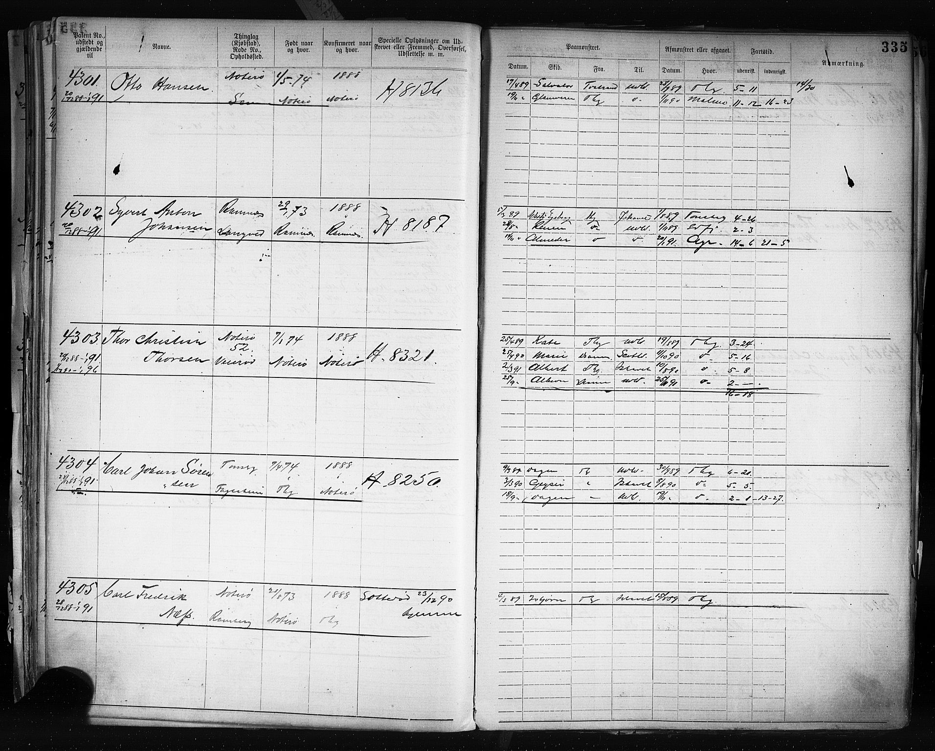 Tønsberg innrulleringskontor, AV/SAKO-A-786/F/Fb/L0003: Annotasjonsrulle Patent nr. 2646-5149, 1881-1892, p. 343