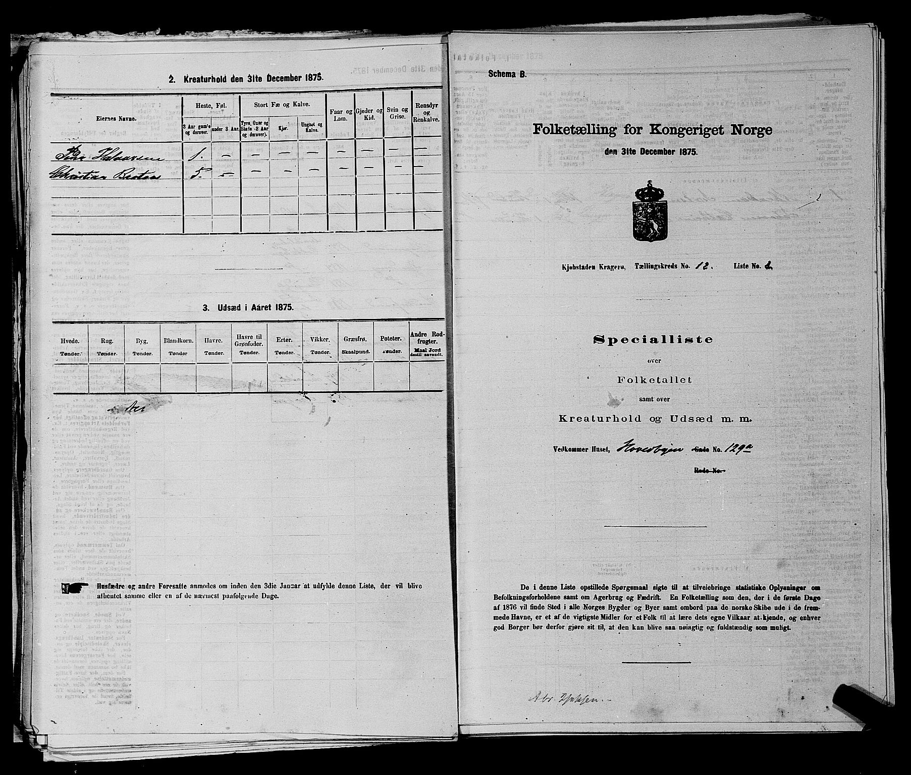 SAKO, 1875 census for 0801P Kragerø, 1875, p. 257