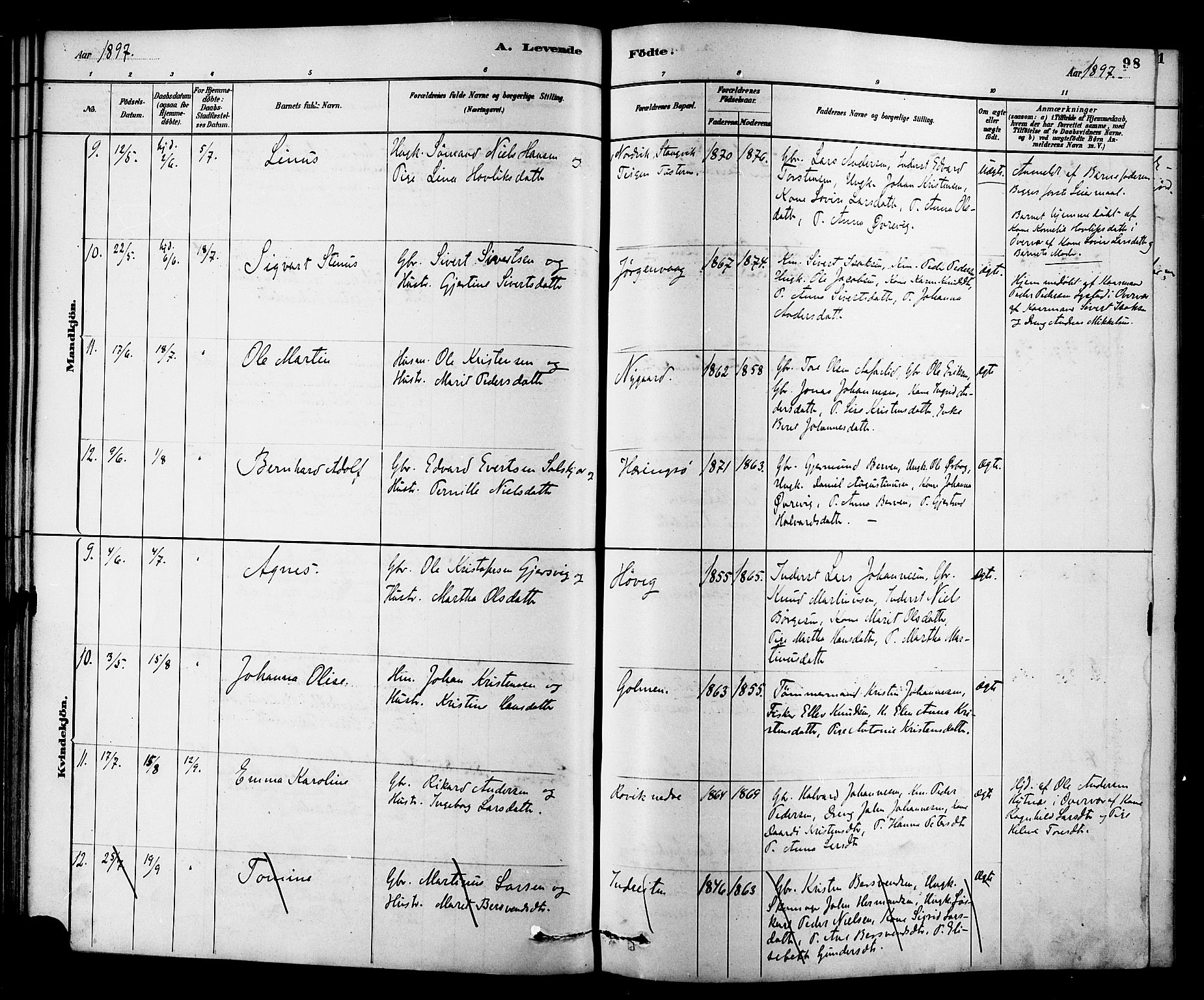 Ministerialprotokoller, klokkerbøker og fødselsregistre - Møre og Romsdal, AV/SAT-A-1454/577/L0896: Parish register (official) no. 577A03, 1880-1898, p. 98