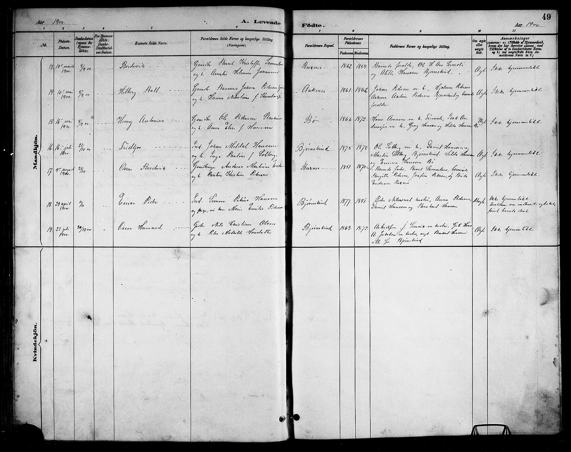 Ministerialprotokoller, klokkerbøker og fødselsregistre - Nordland, AV/SAT-A-1459/898/L1427: Parish register (copy) no. 898C02, 1887-1917, p. 49