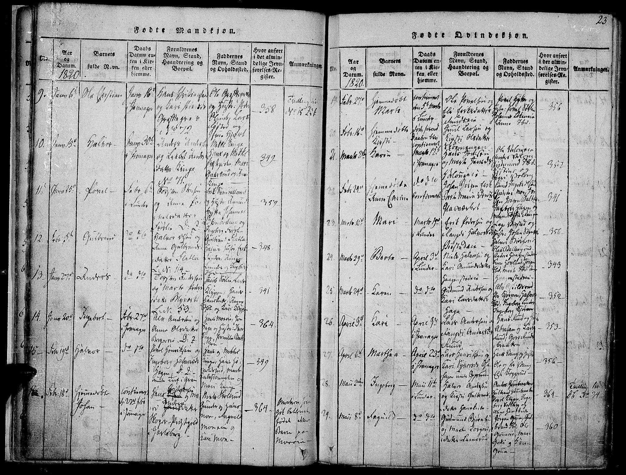 Jevnaker prestekontor, SAH/PREST-116/H/Ha/Haa/L0005: Parish register (official) no. 5, 1815-1837, p. 23