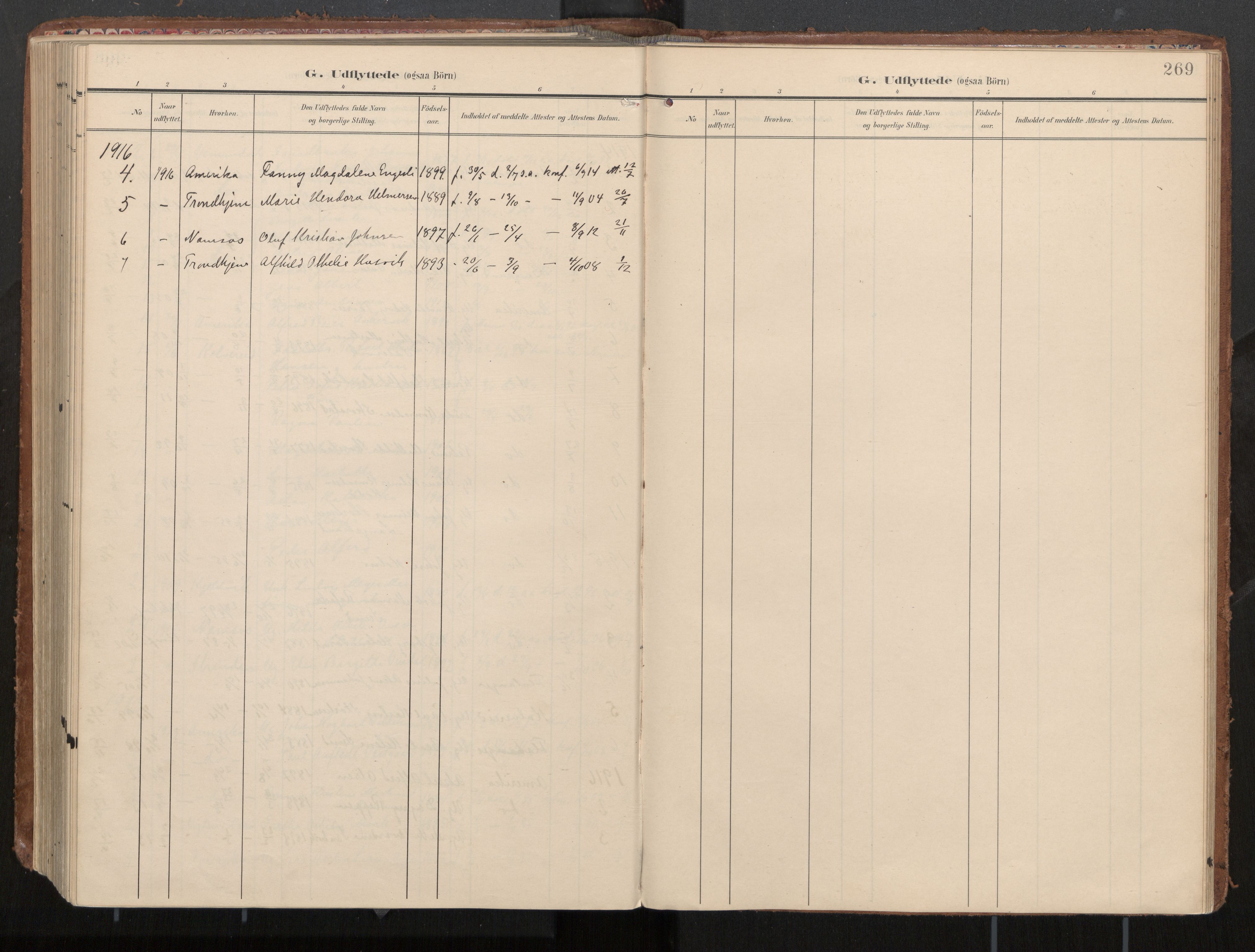 Ministerialprotokoller, klokkerbøker og fødselsregistre - Nord-Trøndelag, SAT/A-1458/774/L0629: Parish register (official), 1904-1926, p. 269