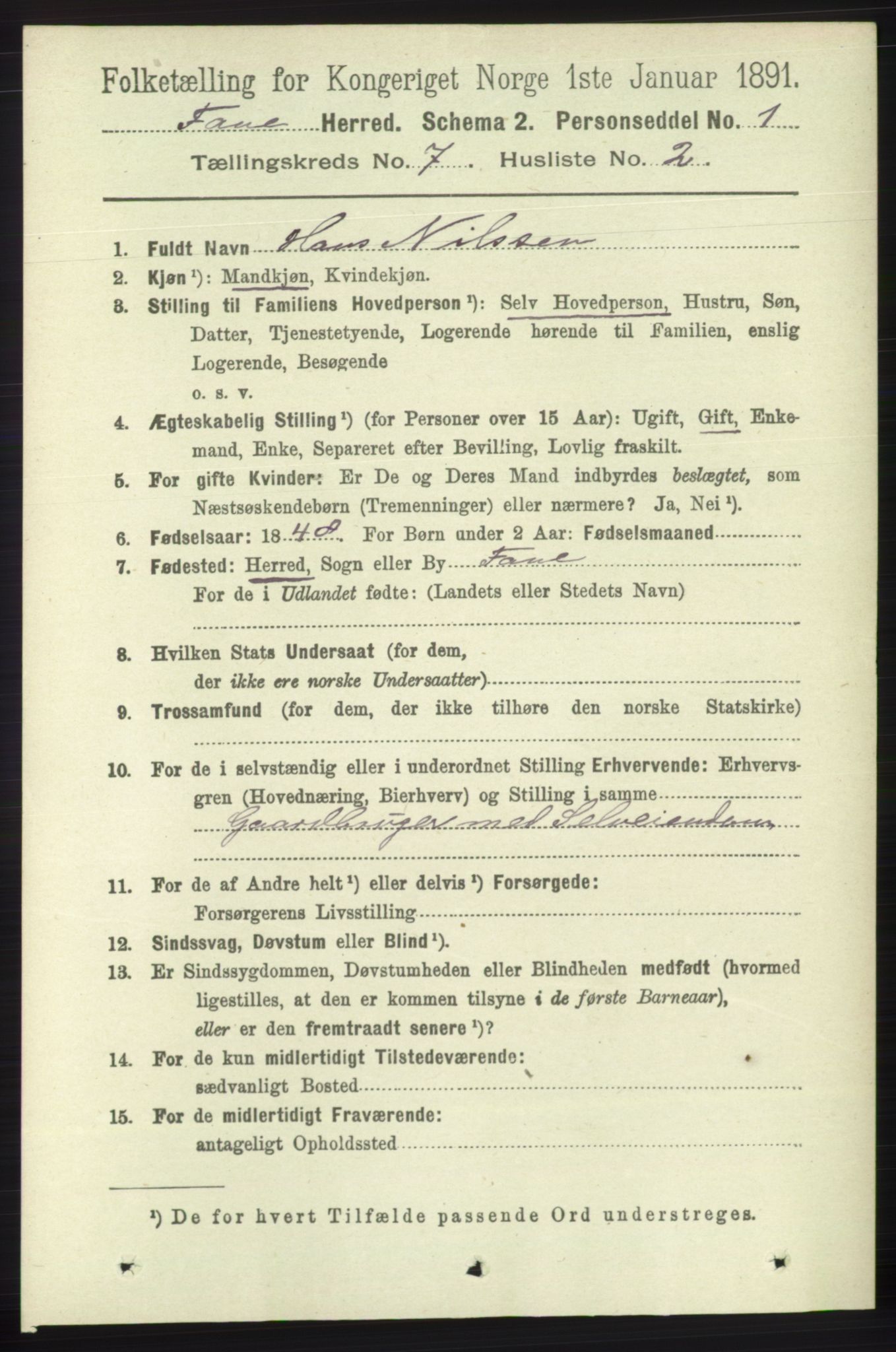 RA, 1891 census for 1249 Fana, 1891, p. 2971