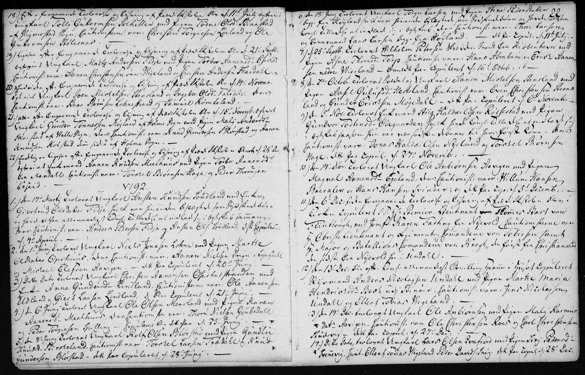 Sør-Audnedal sokneprestkontor, SAK/1111-0039/F/Fa/Fab/L0003: Parish register (official) no. A 3, 1766-1828, p. 22