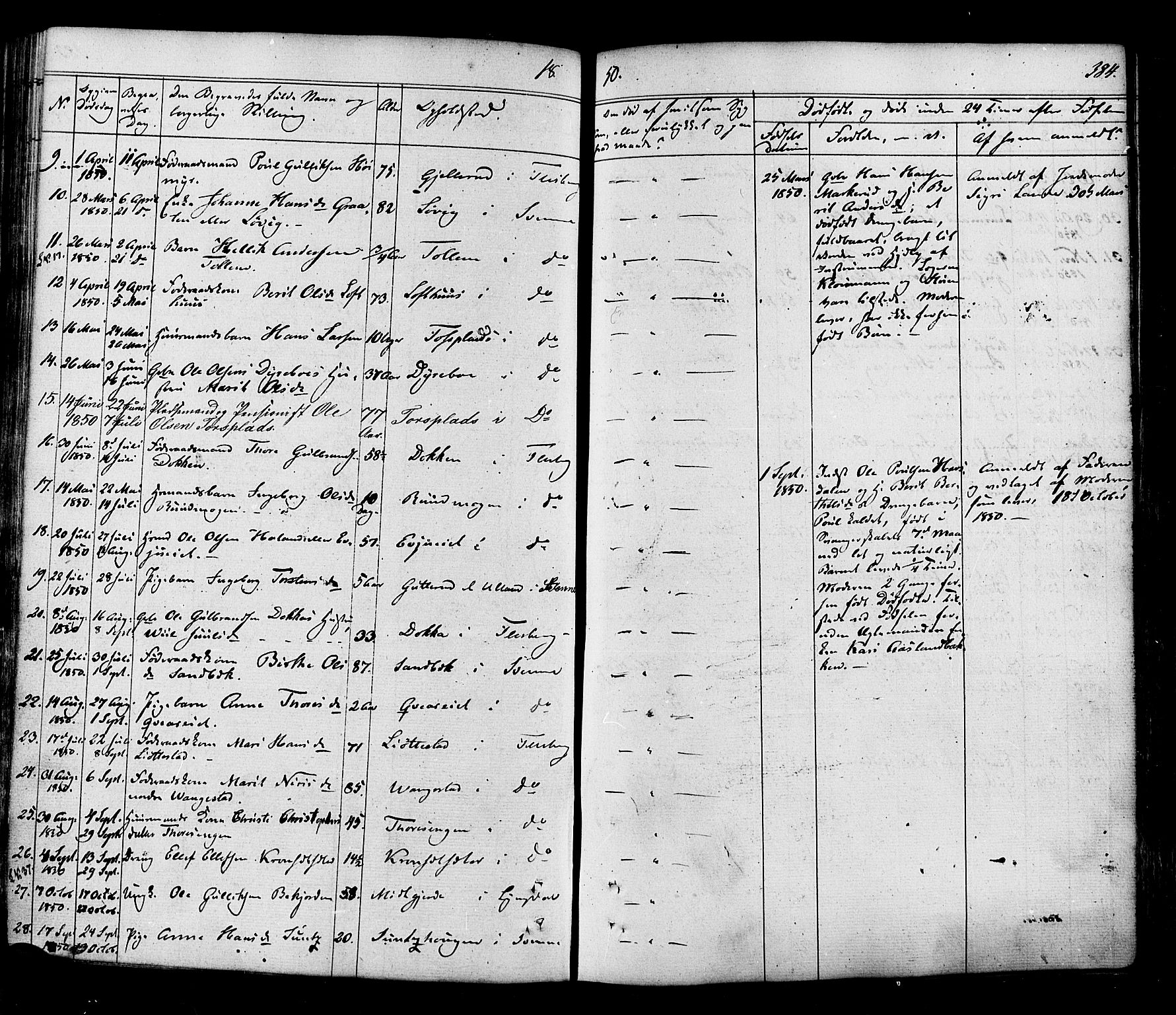 Flesberg kirkebøker, AV/SAKO-A-18/F/Fa/L0006: Parish register (official) no. I 6, 1834-1860, p. 384