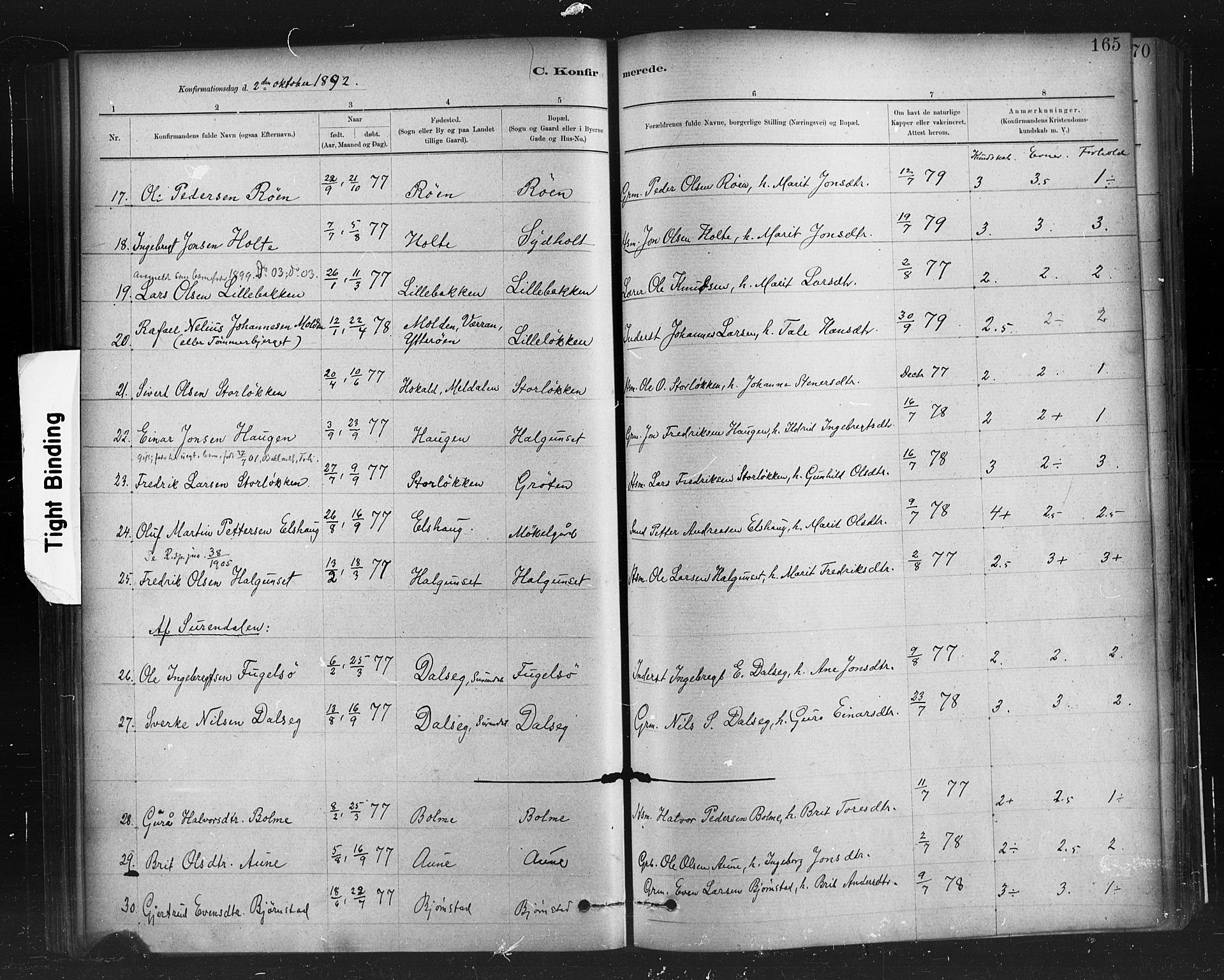 Ministerialprotokoller, klokkerbøker og fødselsregistre - Møre og Romsdal, SAT/A-1454/598/L1069: Parish register (official) no. 598A03, 1882-1895, p. 165