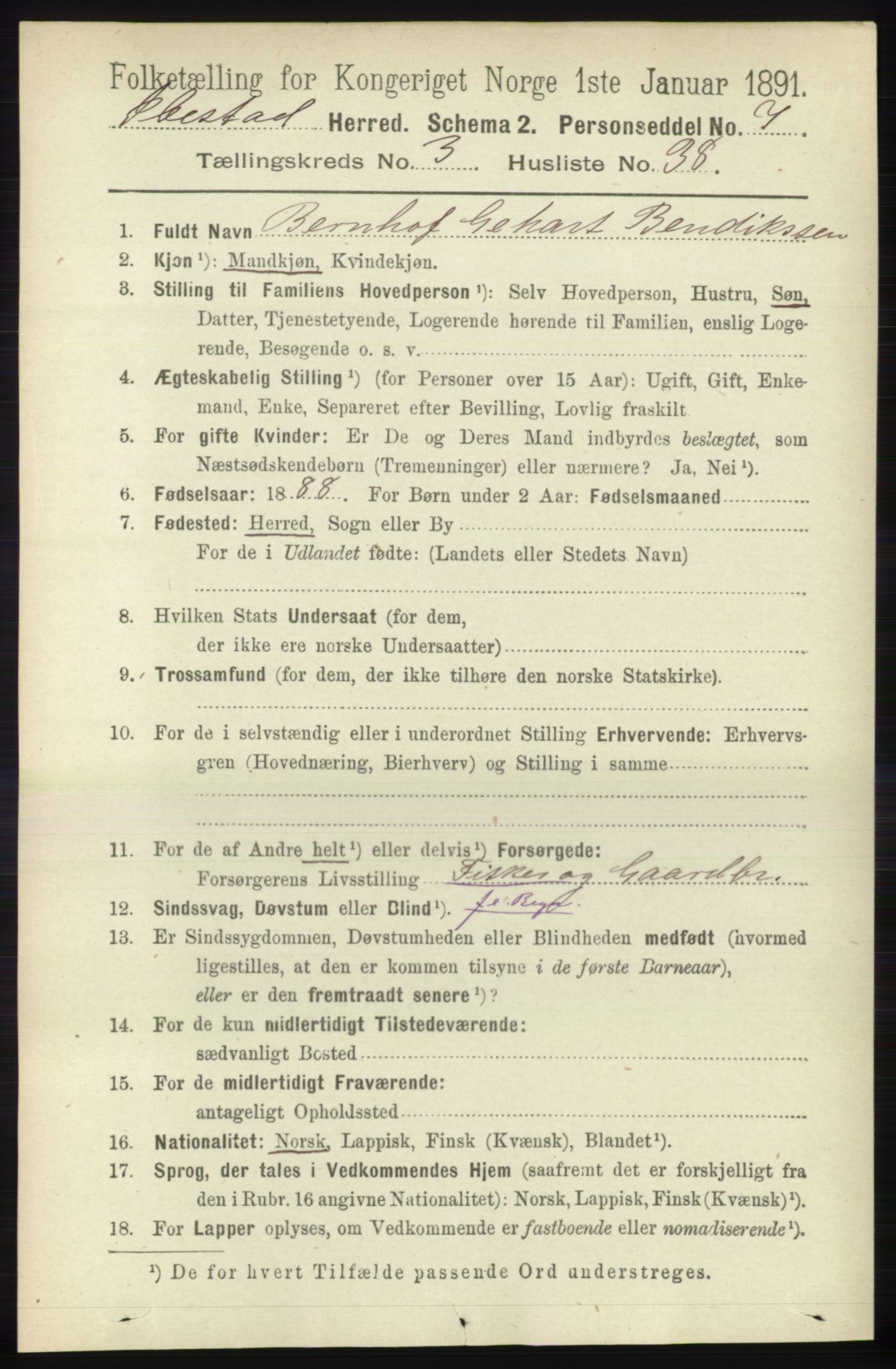 RA, 1891 census for 1917 Ibestad, 1891, p. 1989