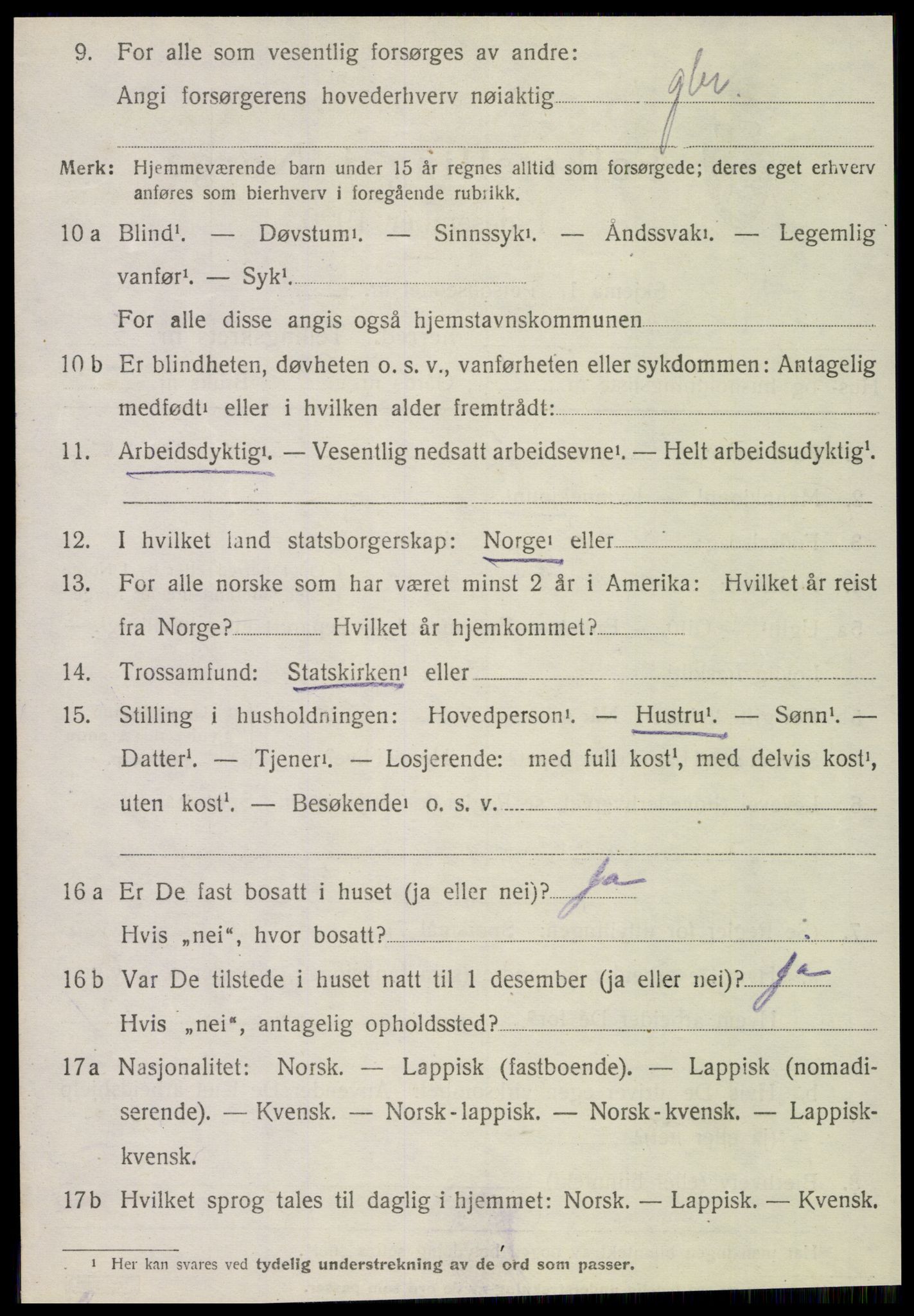 SAT, 1920 census for Høylandet, 1920, p. 749