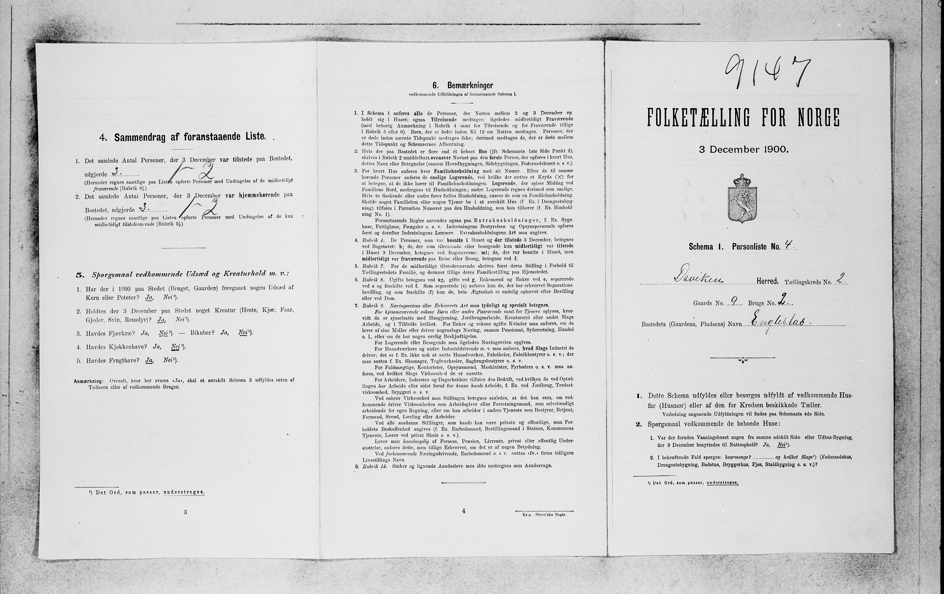 SAB, 1900 census for Davik, 1900, p. 174
