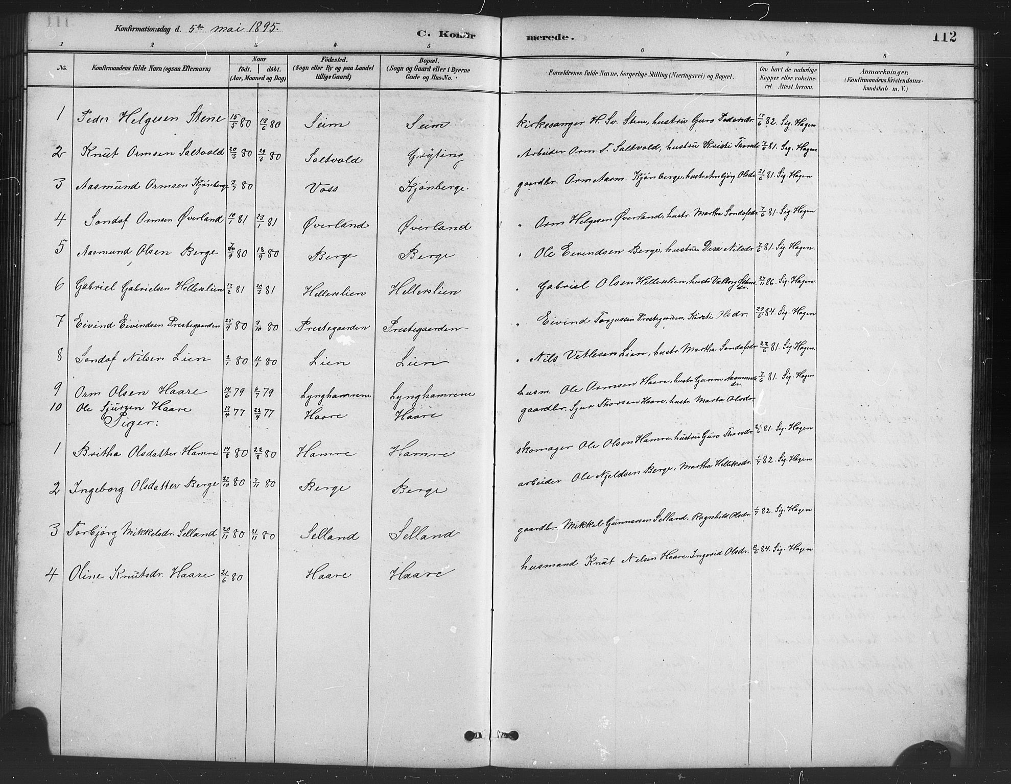 Røldal sokneprestembete, SAB/A-100247: Parish register (copy) no. A 3, 1887-1917, p. 112