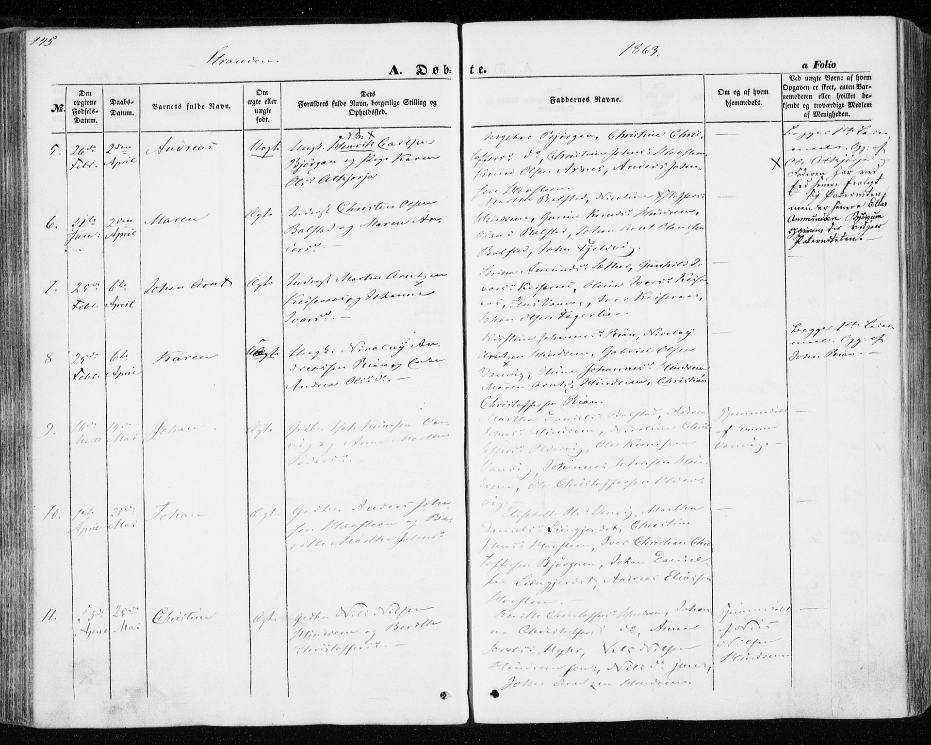 Ministerialprotokoller, klokkerbøker og fødselsregistre - Nord-Trøndelag, SAT/A-1458/701/L0008: Parish register (official) no. 701A08 /2, 1854-1863, p. 145