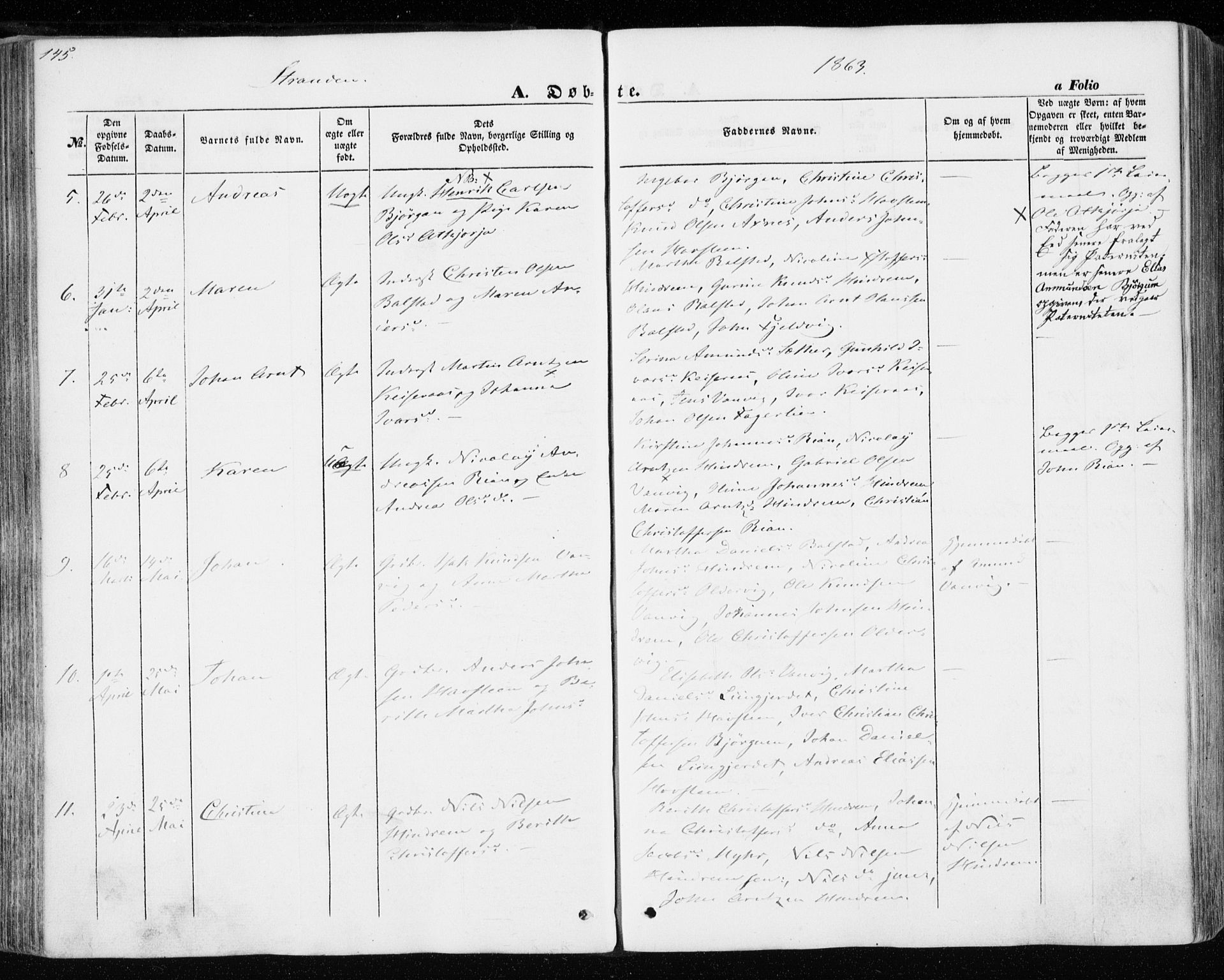 Ministerialprotokoller, klokkerbøker og fødselsregistre - Nord-Trøndelag, AV/SAT-A-1458/701/L0008: Parish register (official) no. 701A08 /2, 1854-1863, p. 145