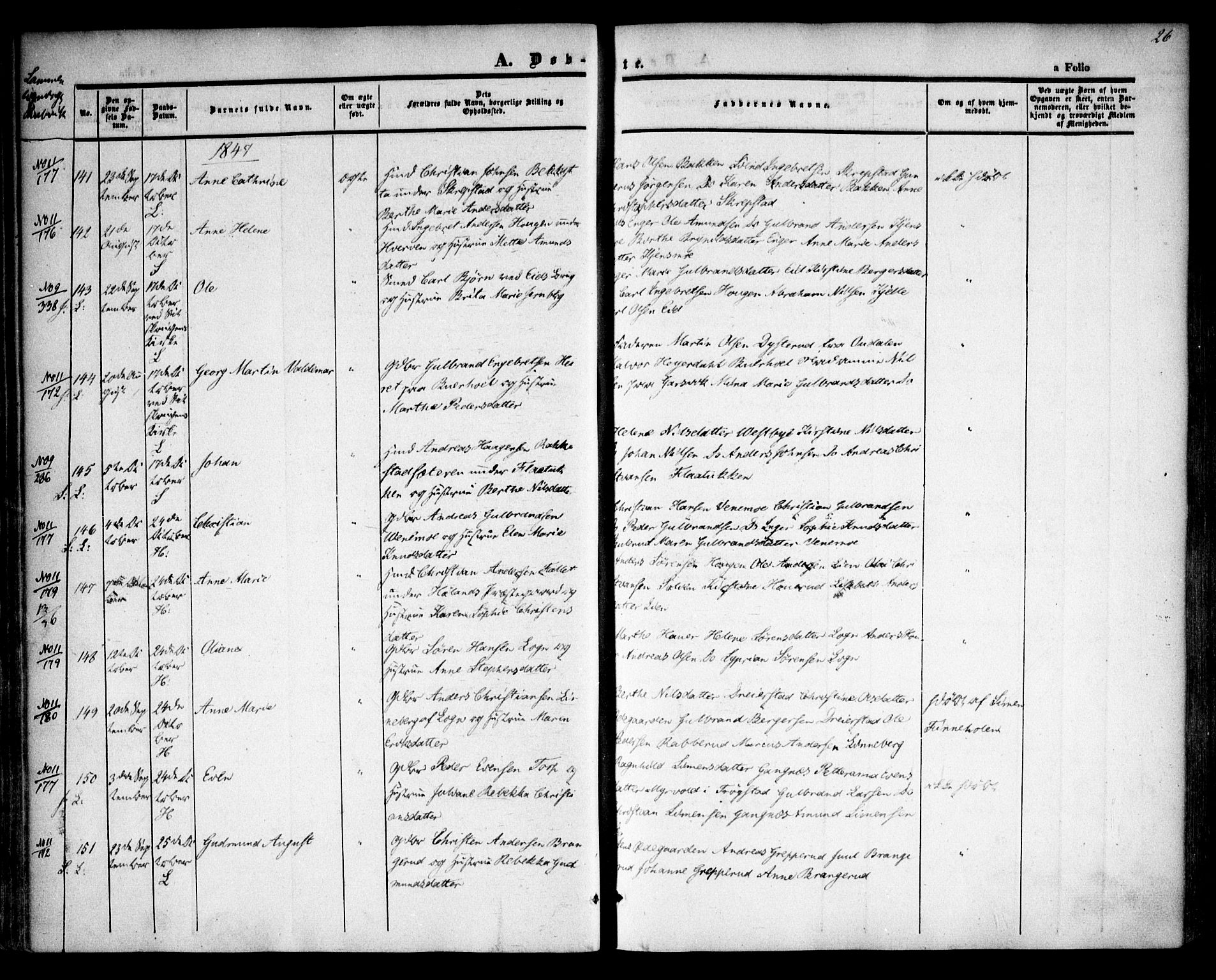 Høland prestekontor Kirkebøker, AV/SAO-A-10346a/F/Fa/L0009: Parish register (official) no. I 9, 1846-1853, p. 26