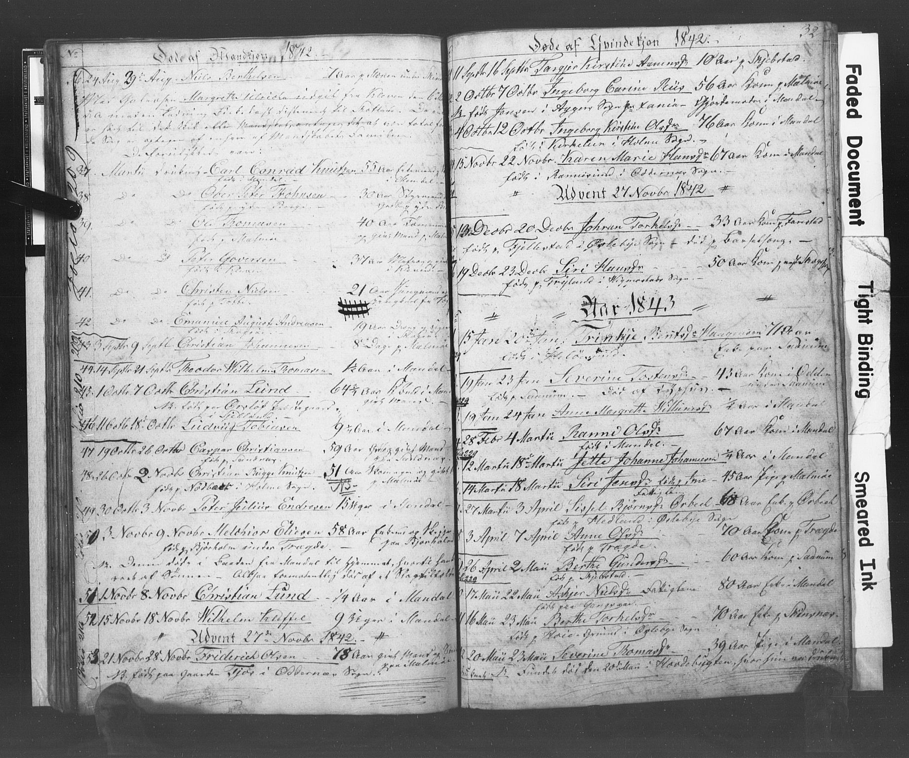 Mandal sokneprestkontor, AV/SAK-1111-0030/F/Fb/Fba/L0005: Parish register (copy) no. B 1E, 1842-1845, p. 32