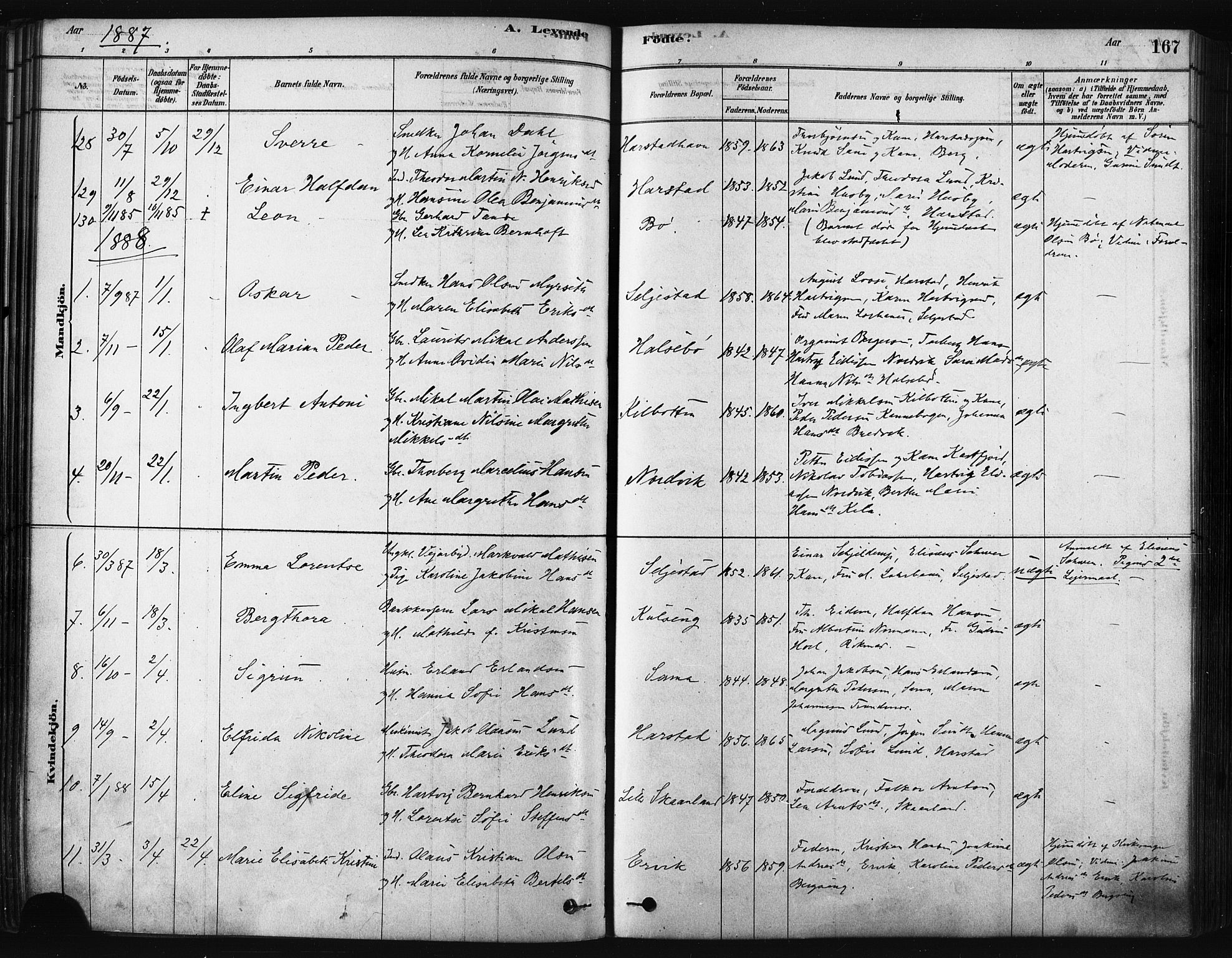 Trondenes sokneprestkontor, SATØ/S-1319/H/Ha/L0014kirke: Parish register (official) no. 14, 1878-1889, p. 167