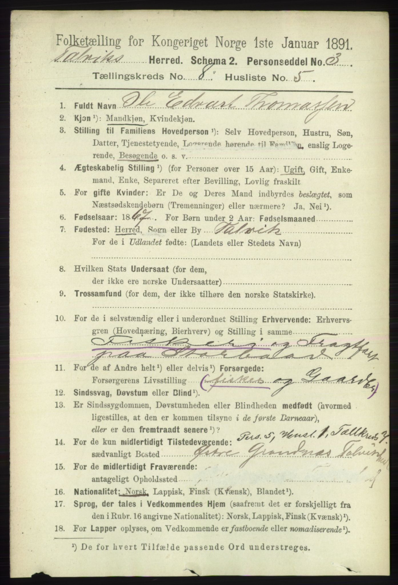 RA, 1891 census for 2013 Talvik, 1891, p. 2079