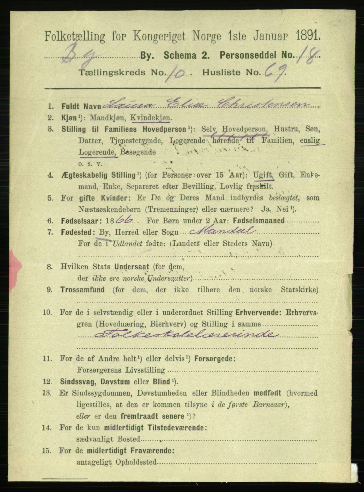 RA, 1891 Census for 1301 Bergen, 1891, p. 19814