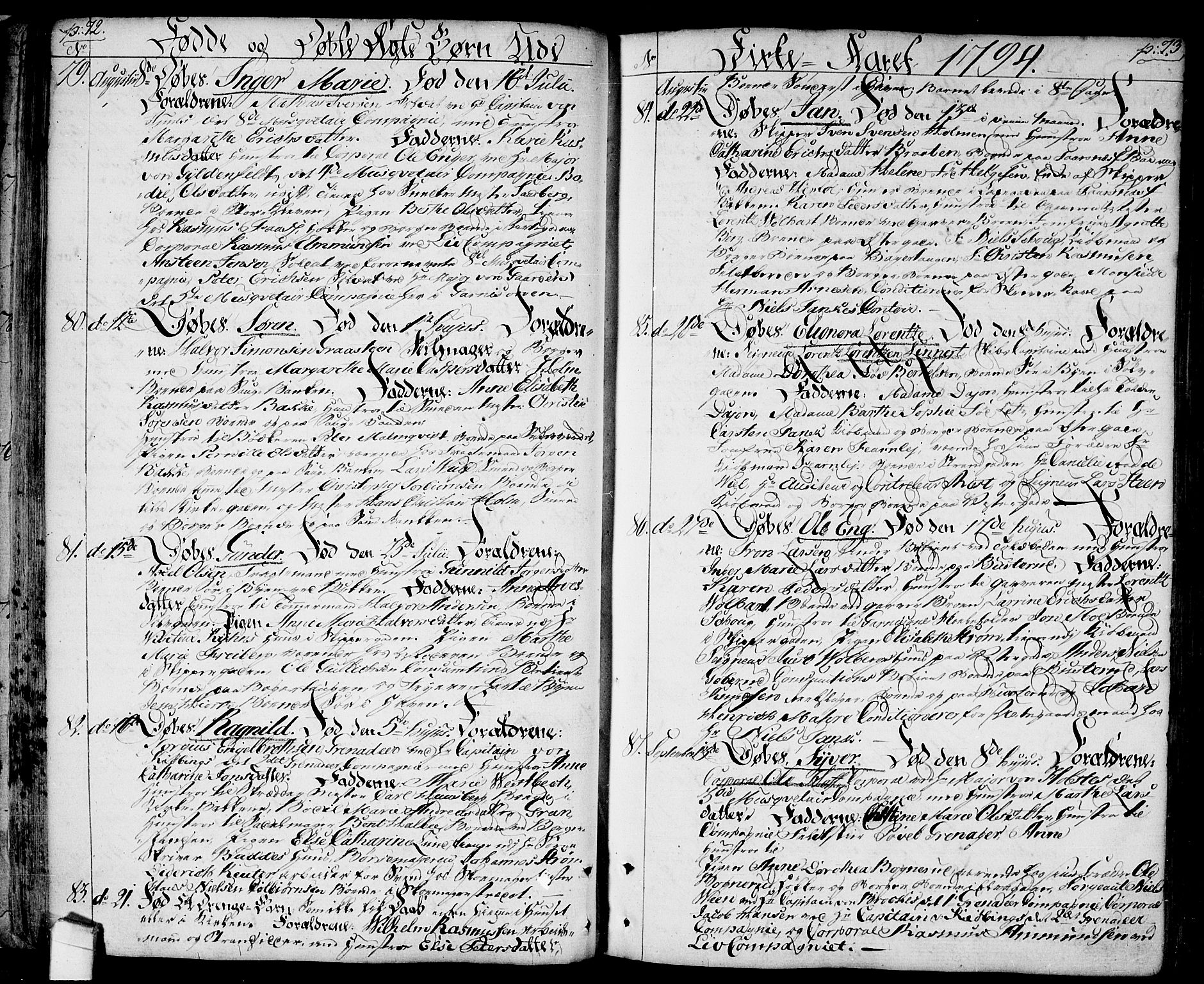 Halden prestekontor Kirkebøker, SAO/A-10909/F/Fa/L0002: Parish register (official) no. I 2, 1792-1812, p. 72-73