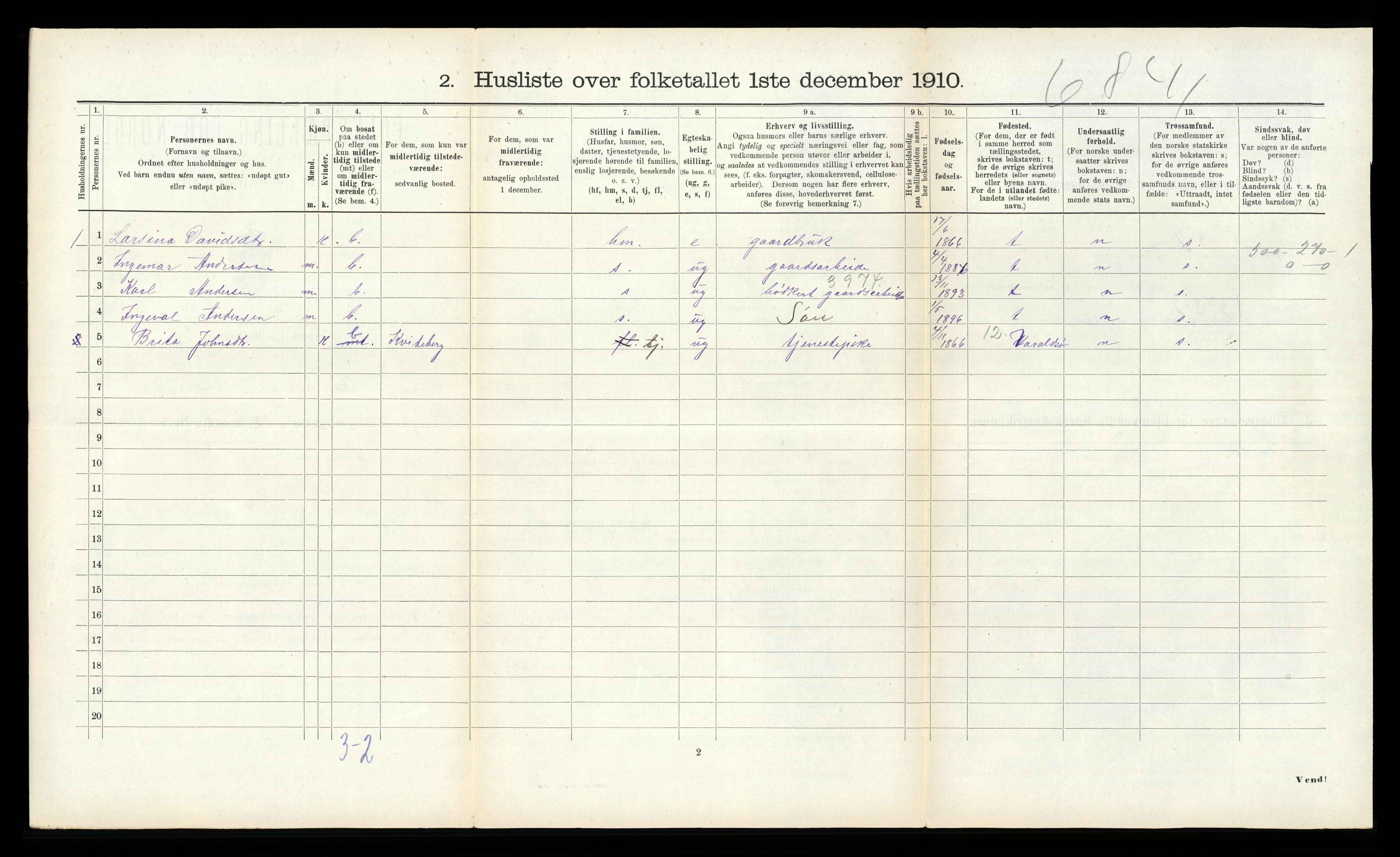 RA, 1910 census for Kvinnherad, 1910, p. 276