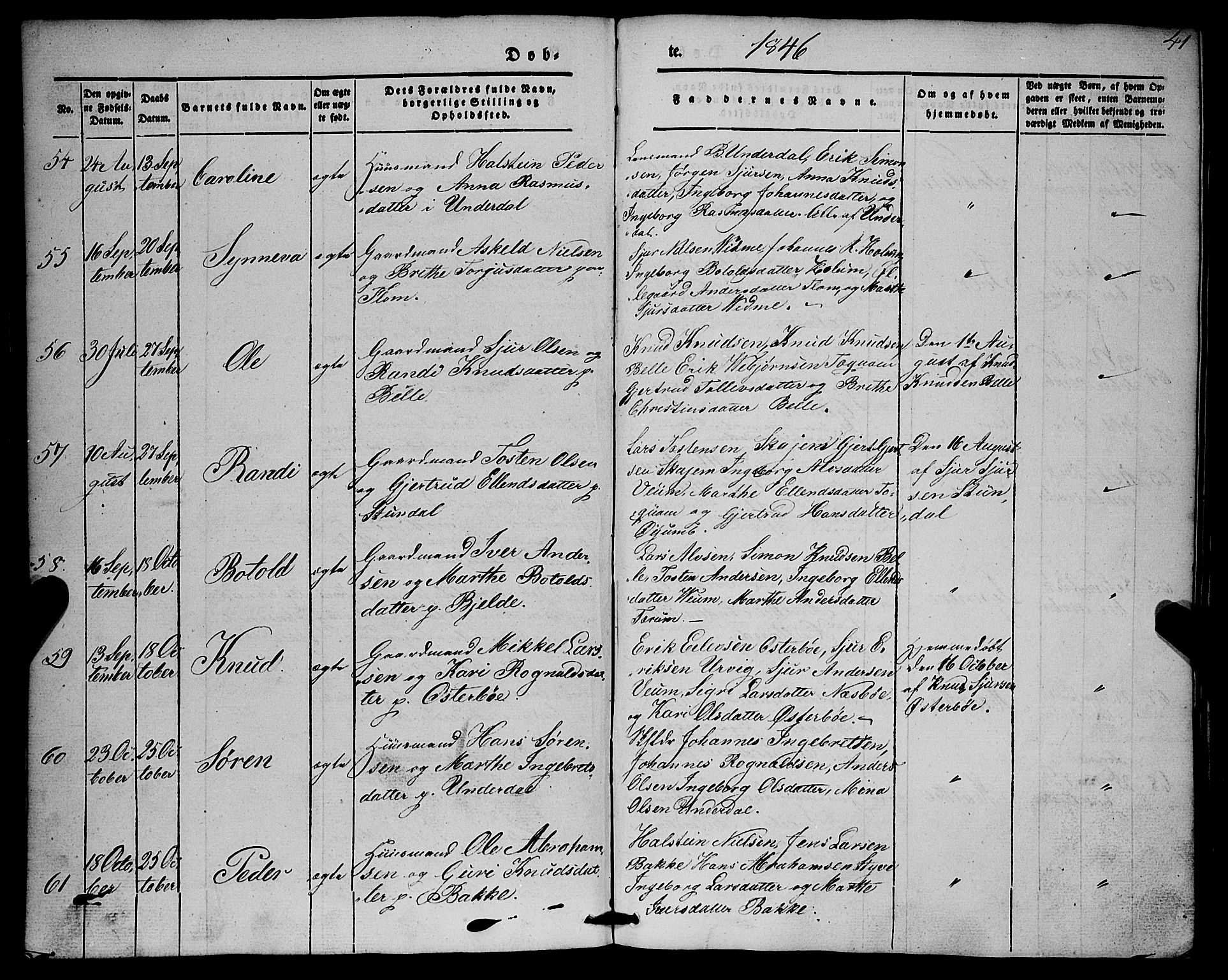 Aurland sokneprestembete, SAB/A-99937/H/Ha/Haa/L0007: Parish register (official) no. A 7, 1842-1853, p. 41