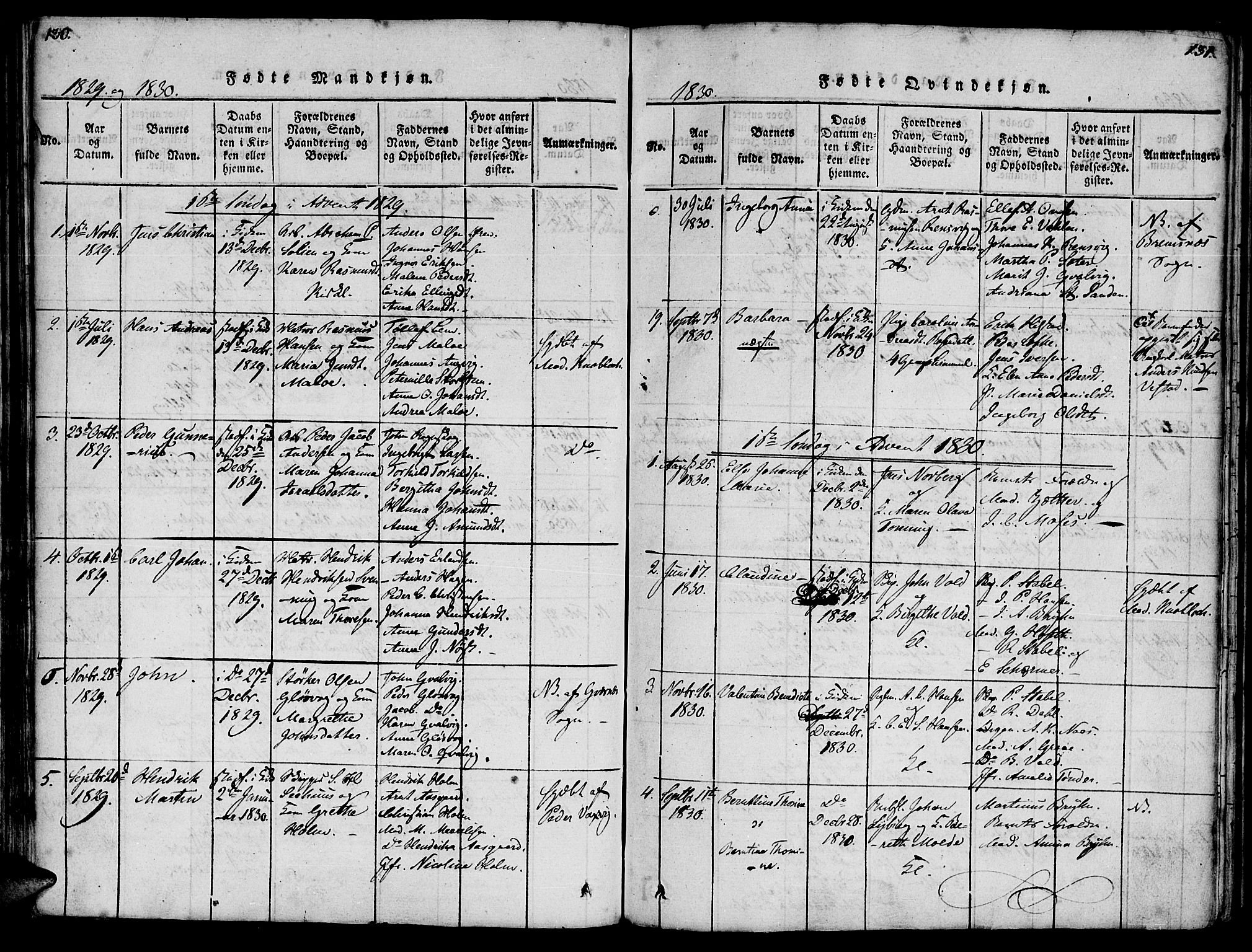 Ministerialprotokoller, klokkerbøker og fødselsregistre - Møre og Romsdal, AV/SAT-A-1454/572/L0842: Parish register (official) no. 572A05, 1819-1832, p. 130-131