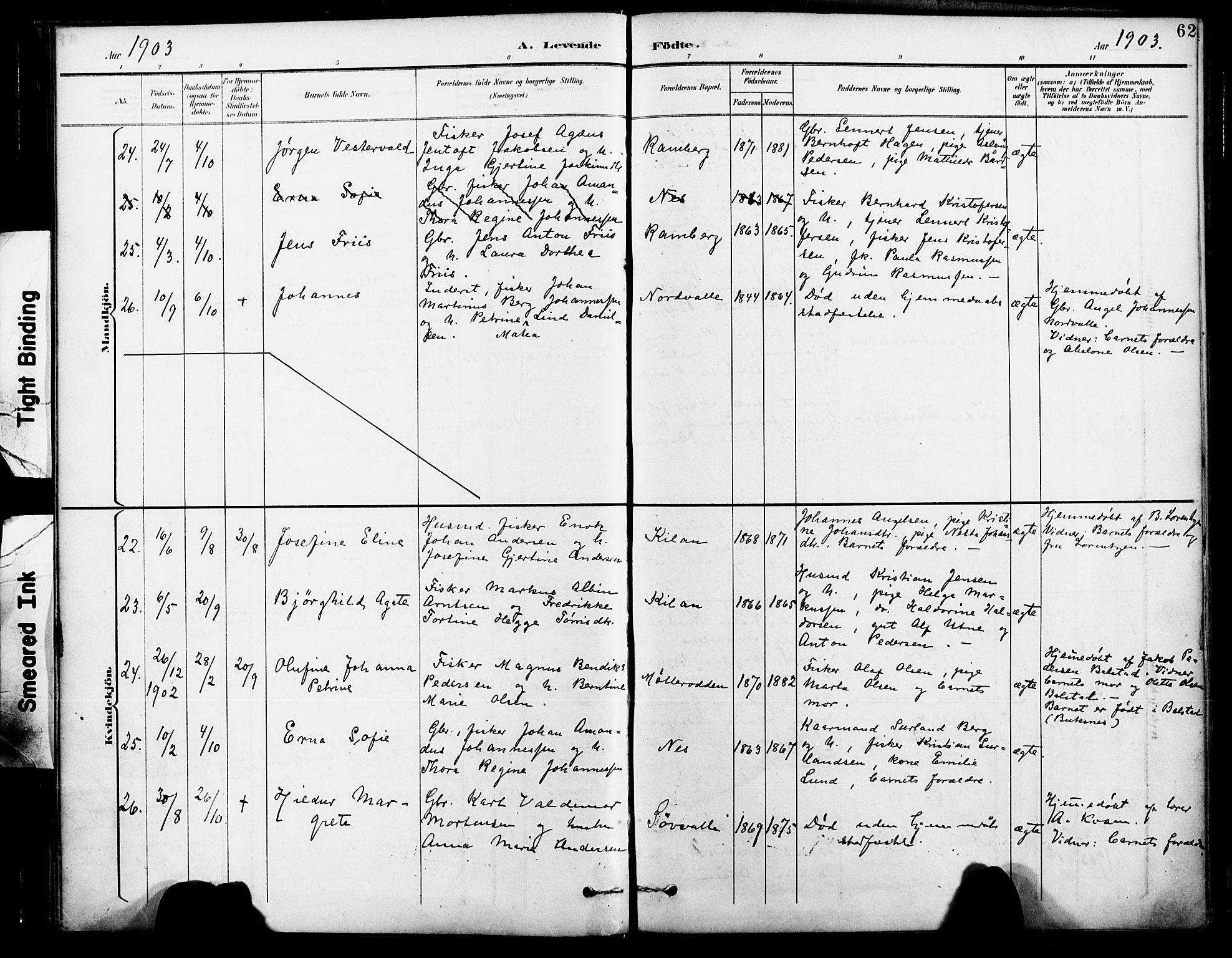 Ministerialprotokoller, klokkerbøker og fødselsregistre - Nordland, AV/SAT-A-1459/885/L1205: Parish register (official) no. 885A06, 1892-1905, p. 62