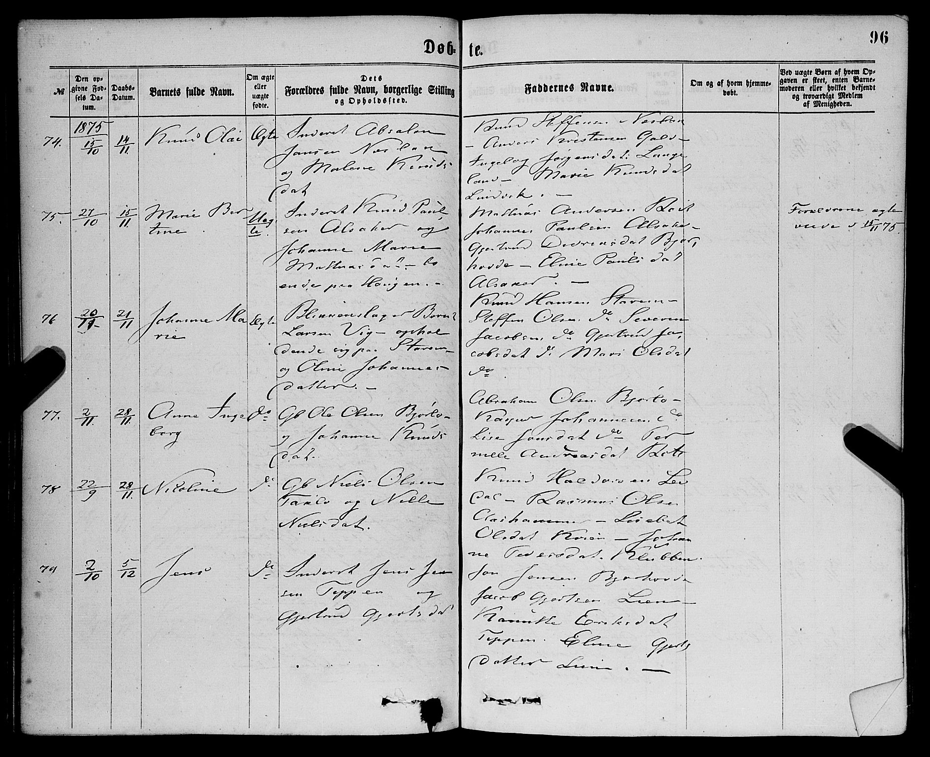 Eid sokneprestembete, AV/SAB-A-82301/H/Haa/Haaa/L0010: Parish register (official) no. A 10, 1867-1878, p. 96