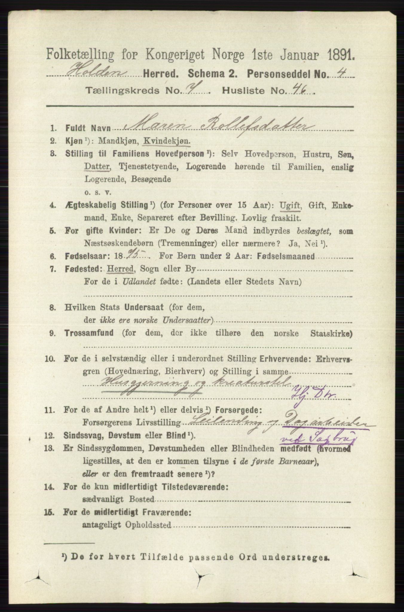 RA, 1891 census for 0819 Holla, 1891, p. 3553