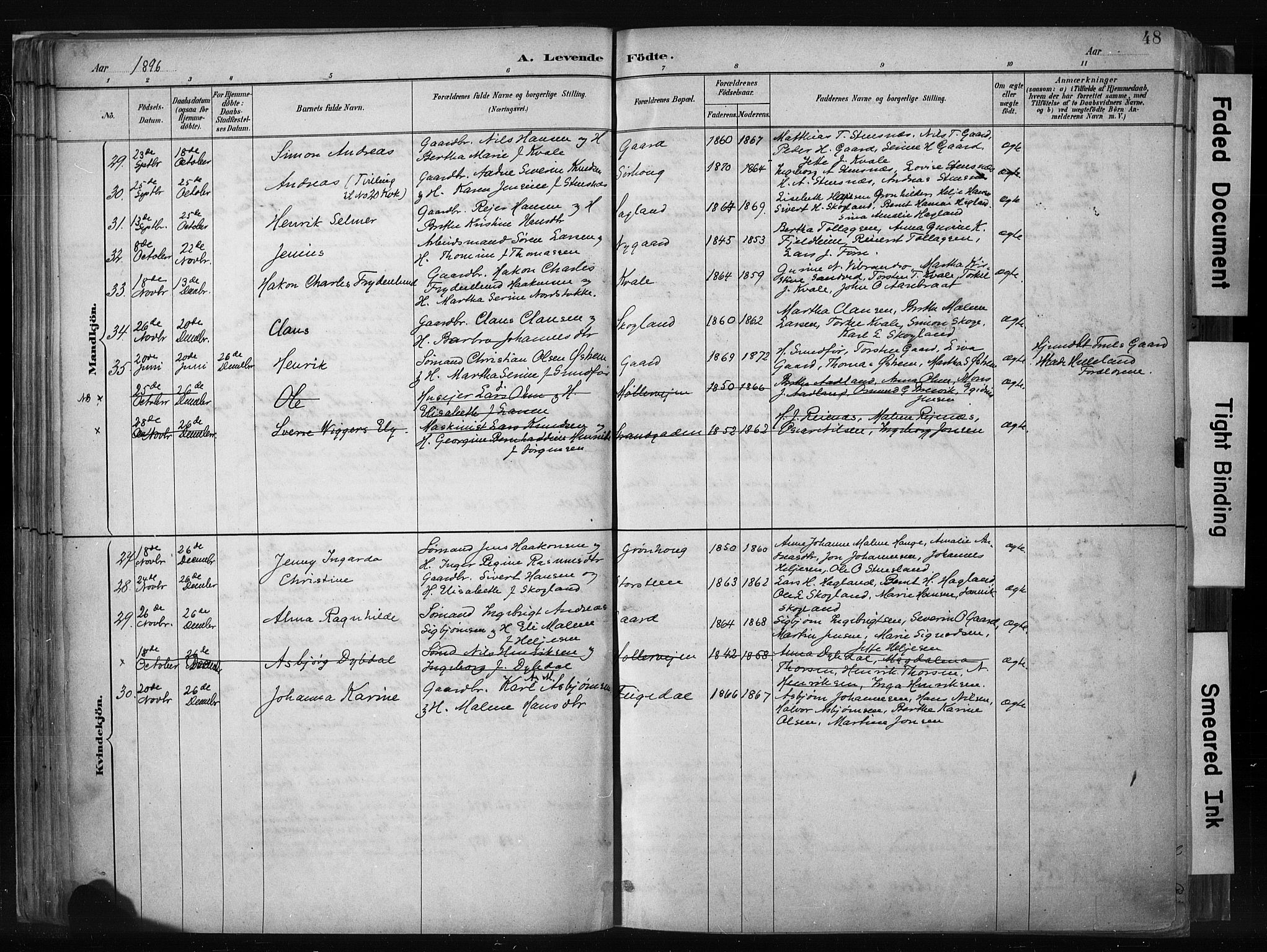 Haugesund sokneprestkontor, AV/SAST-A -101863/H/Ha/Haa/L0004: Parish register (official) no. A 4, 1886-1908, p. 48