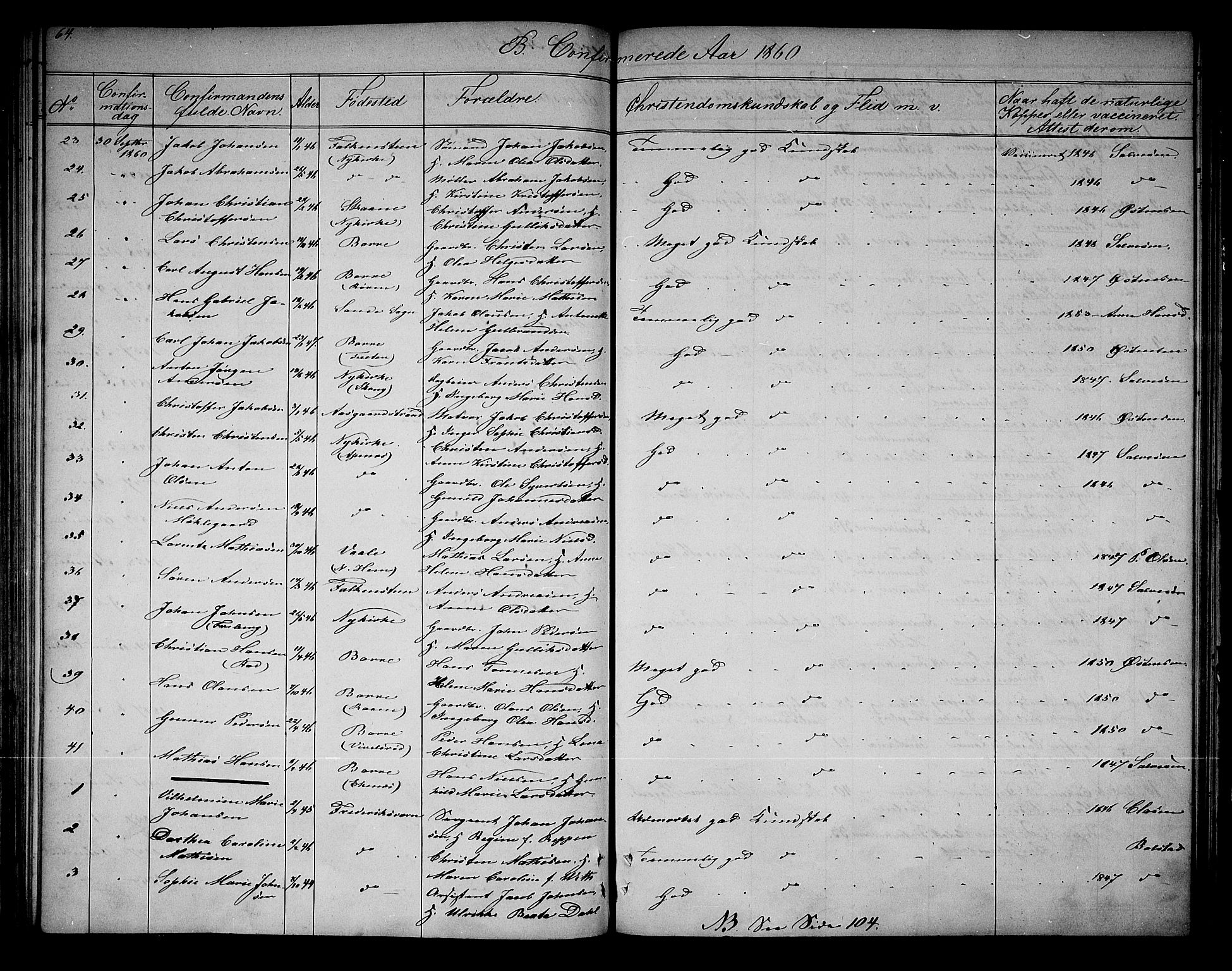 Horten kirkebøker, AV/SAKO-A-348/G/Ga/L0001: Parish register (copy) no. 1, 1855-1863, p. 64