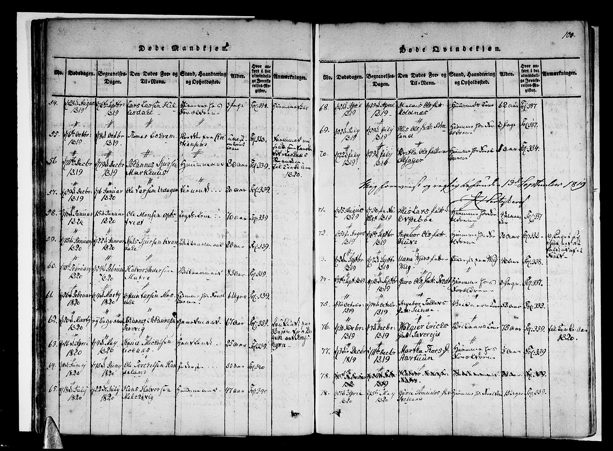 Skånevik sokneprestembete, SAB/A-77801/H/Haa: Parish register (official) no. A 3, 1815-1828, p. 100