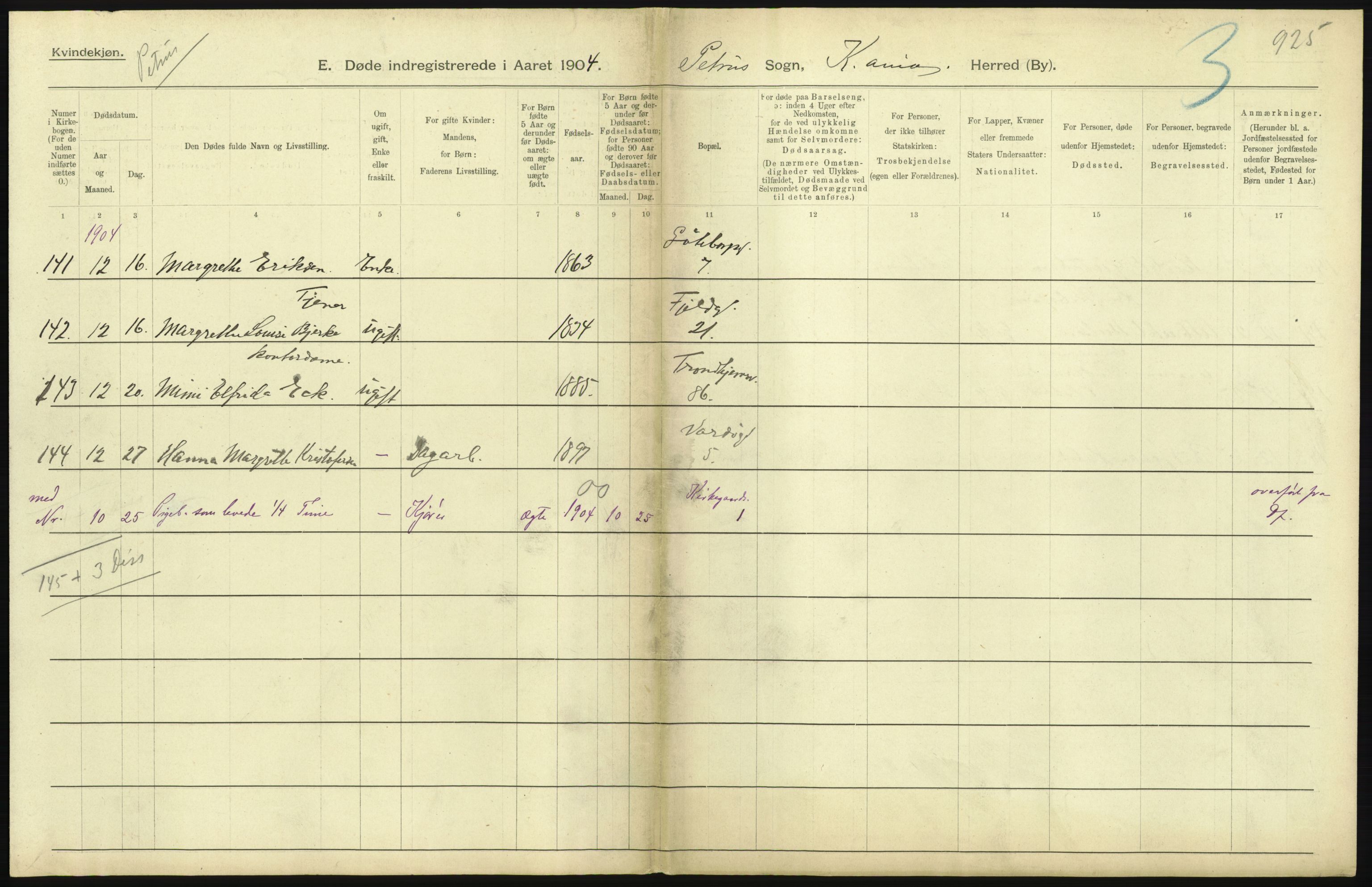 Statistisk sentralbyrå, Sosiodemografiske emner, Befolkning, AV/RA-S-2228/D/Df/Dfa/Dfab/L0004: Kristiania: Gifte, døde, 1904, p. 531