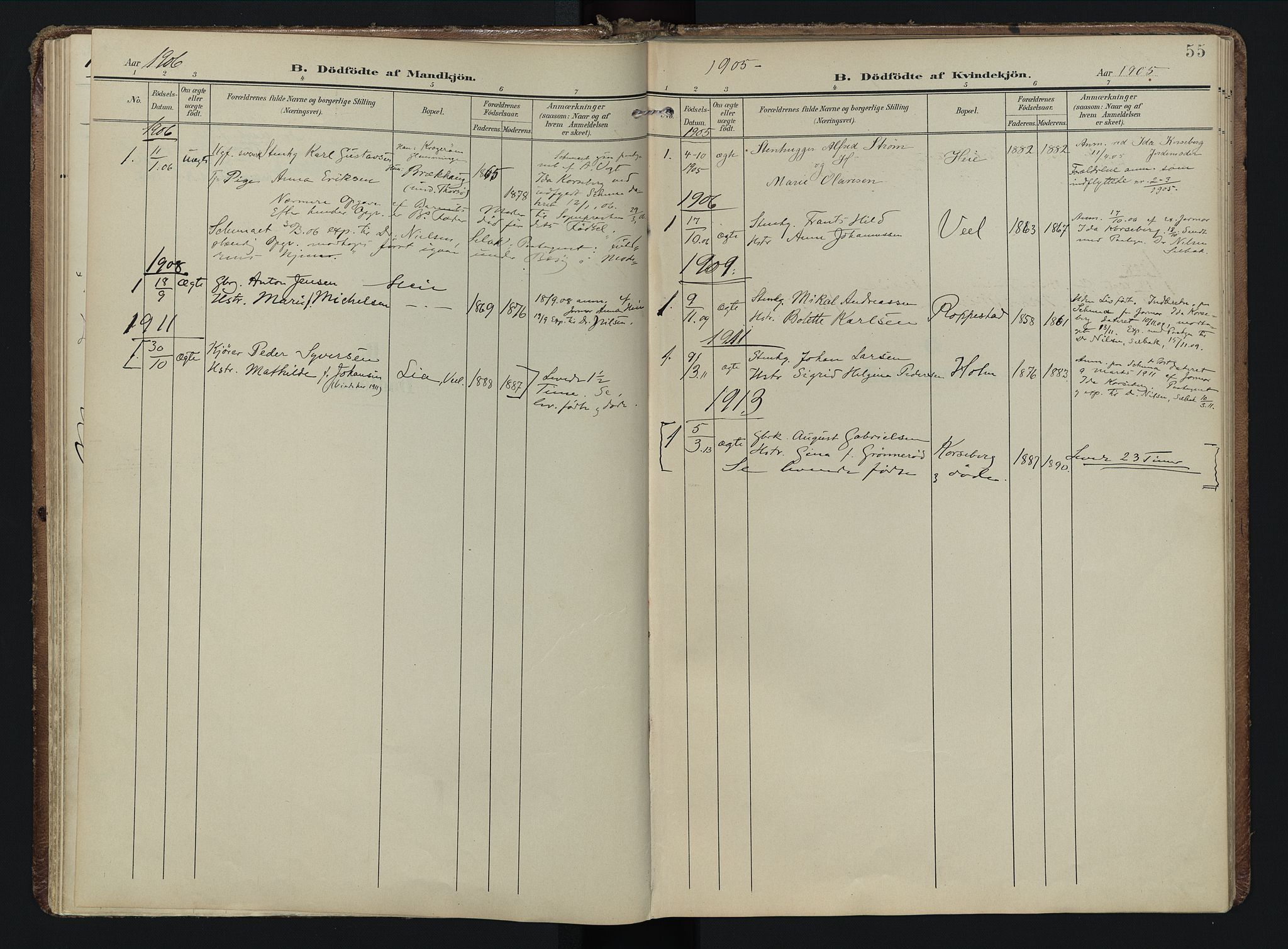 Borge prestekontor Kirkebøker, SAO/A-10903/F/Fb/L0004: Parish register (official) no. II 4, 1902-1914, p. 55