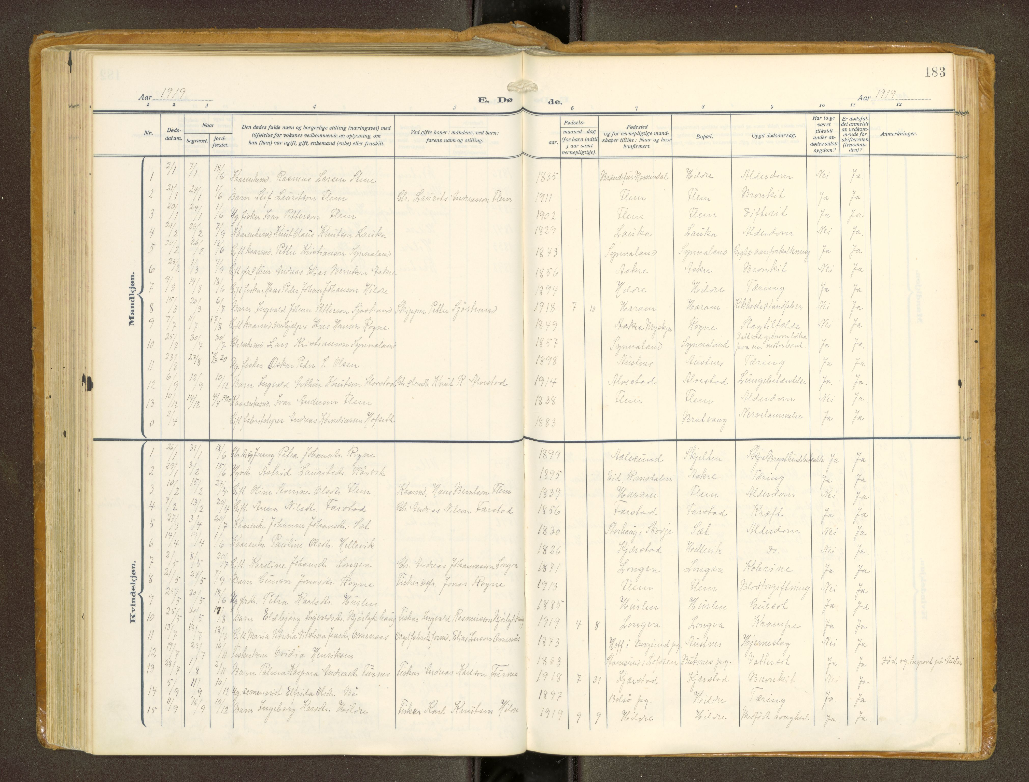 Ministerialprotokoller, klokkerbøker og fødselsregistre - Møre og Romsdal, AV/SAT-A-1454/536/L0518: Parish register (official) no. 536A--, 1914-1931, p. 183