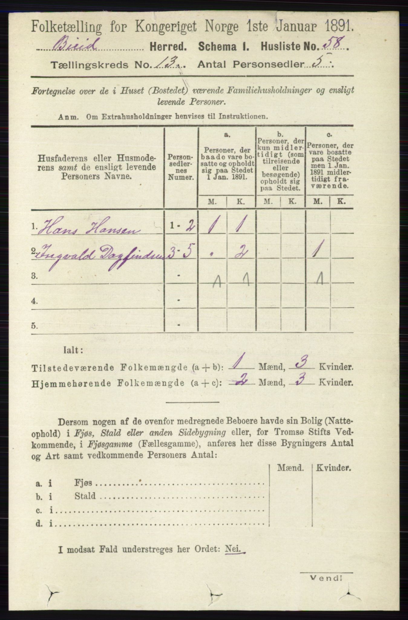 RA, 1891 census for 0525 Biri, 1891, p. 5306