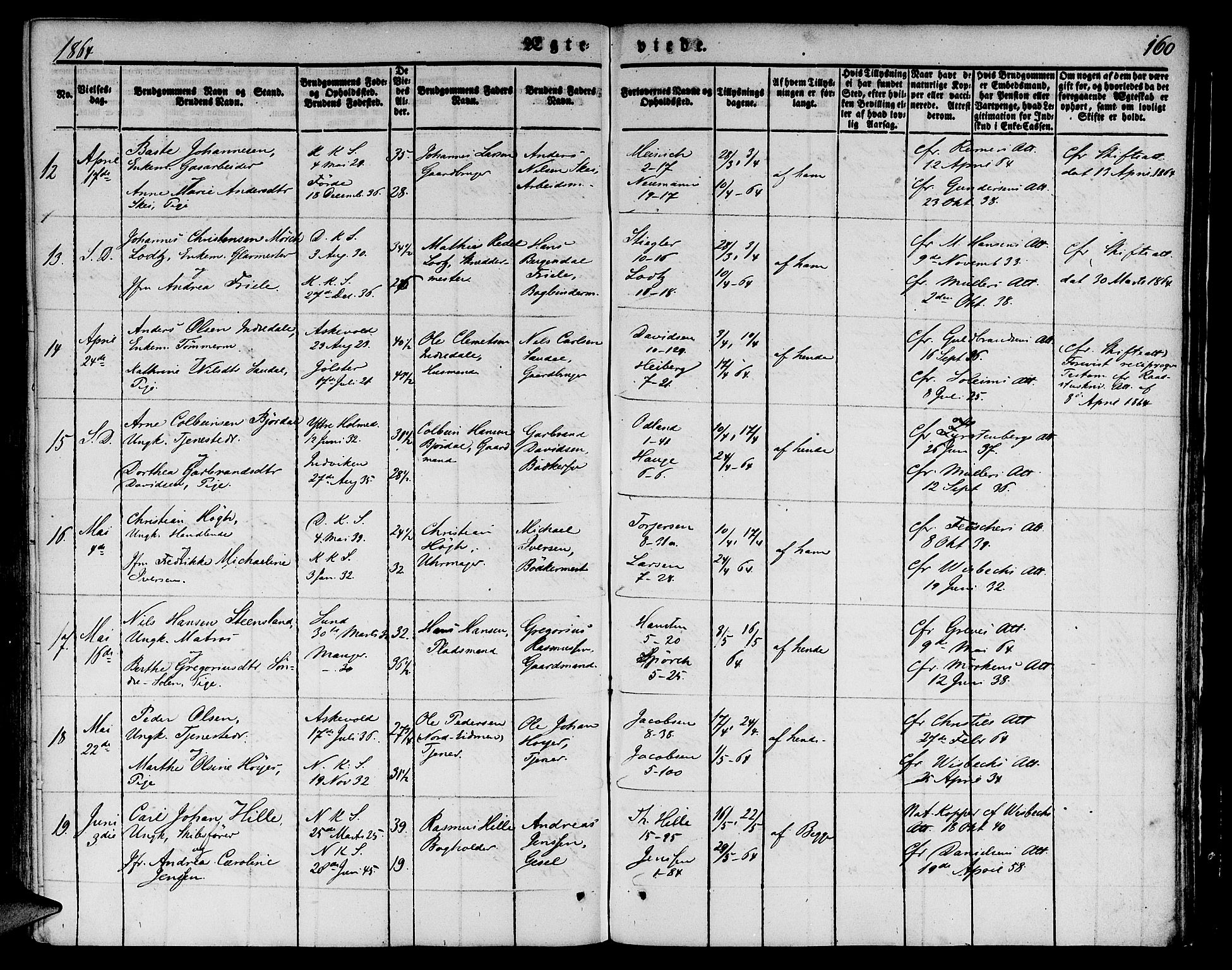 Nykirken Sokneprestembete, AV/SAB-A-77101/H/Hab: Parish register (copy) no. D 1, 1832-1867, p. 160