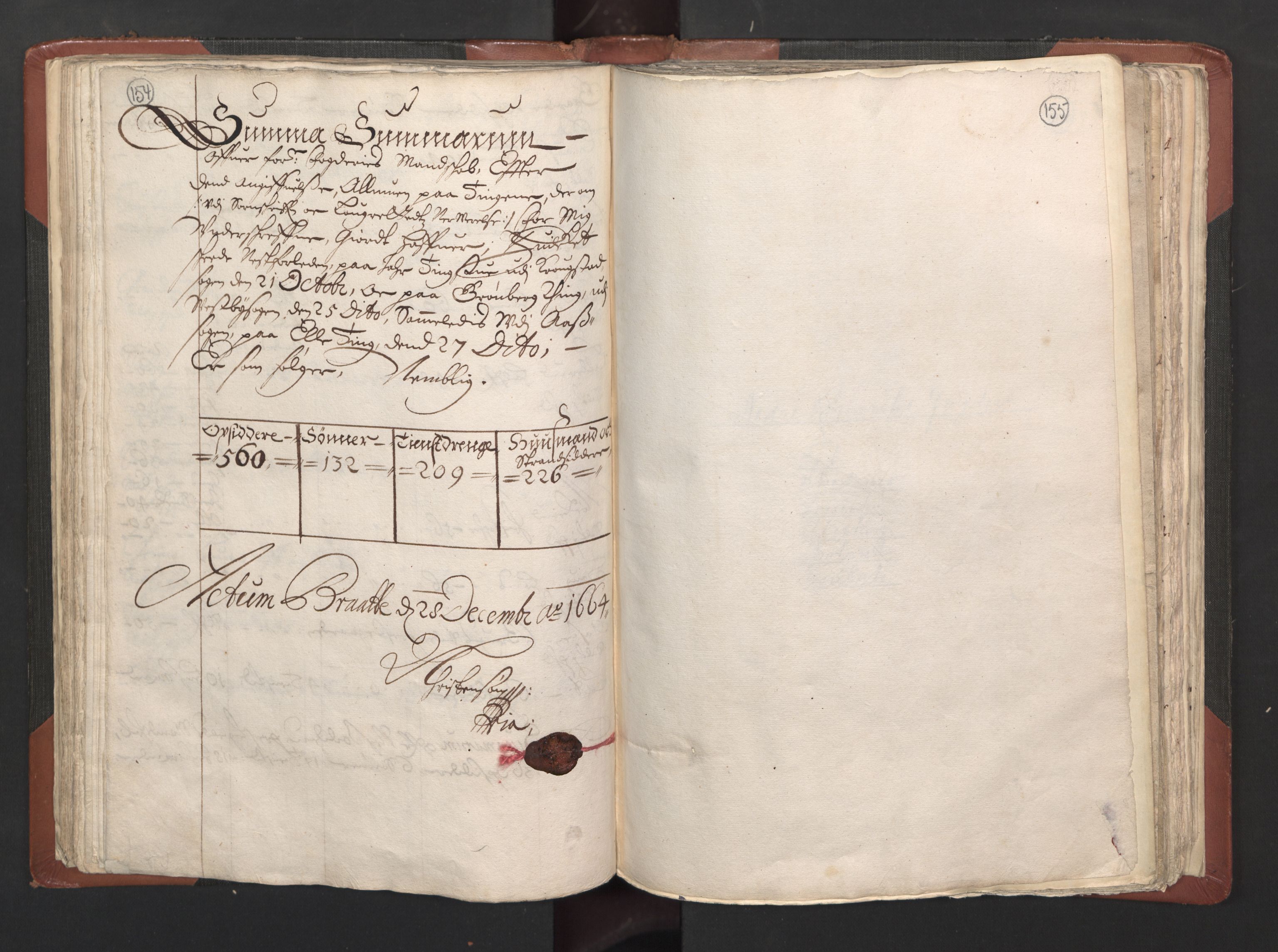 RA, Bailiff's Census 1664-1666, no. 2: Aker fogderi, Follo fogderi, Nedre Romerike fogderi and Øvre Romerike fogderi, 1664, p. 154-155