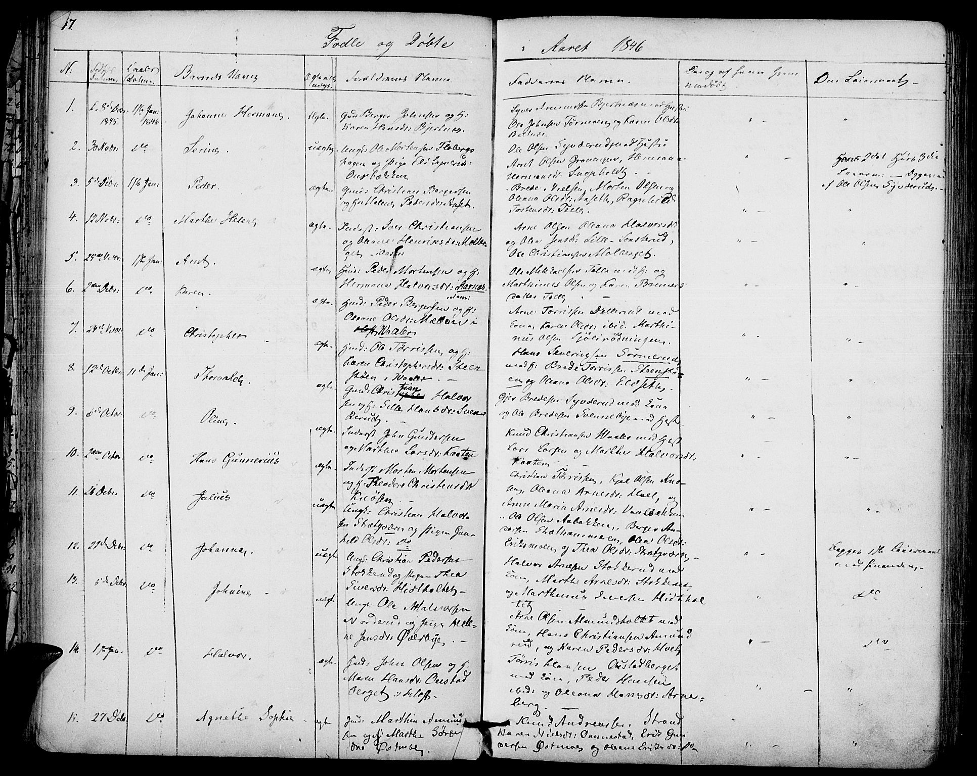 Hof prestekontor, SAH/PREST-038/H/Ha/Haa/L0007: Parish register (official) no. 7, 1841-1848, p. 47