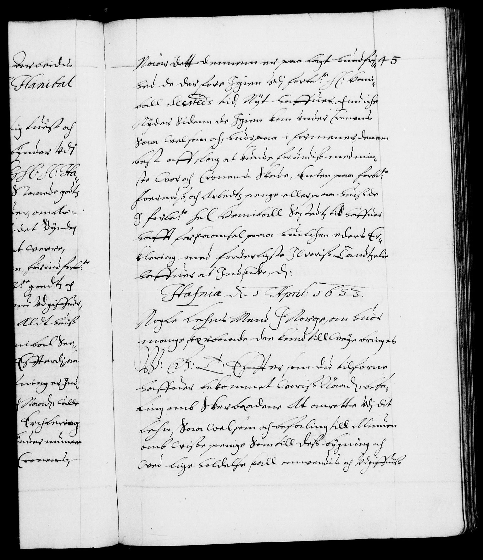 Danske Kanselli 1572-1799, AV/RA-EA-3023/F/Fc/Fca/Fcab/L0009: Norske tegnelser (mikrofilm), 1653-1656, p. 45a