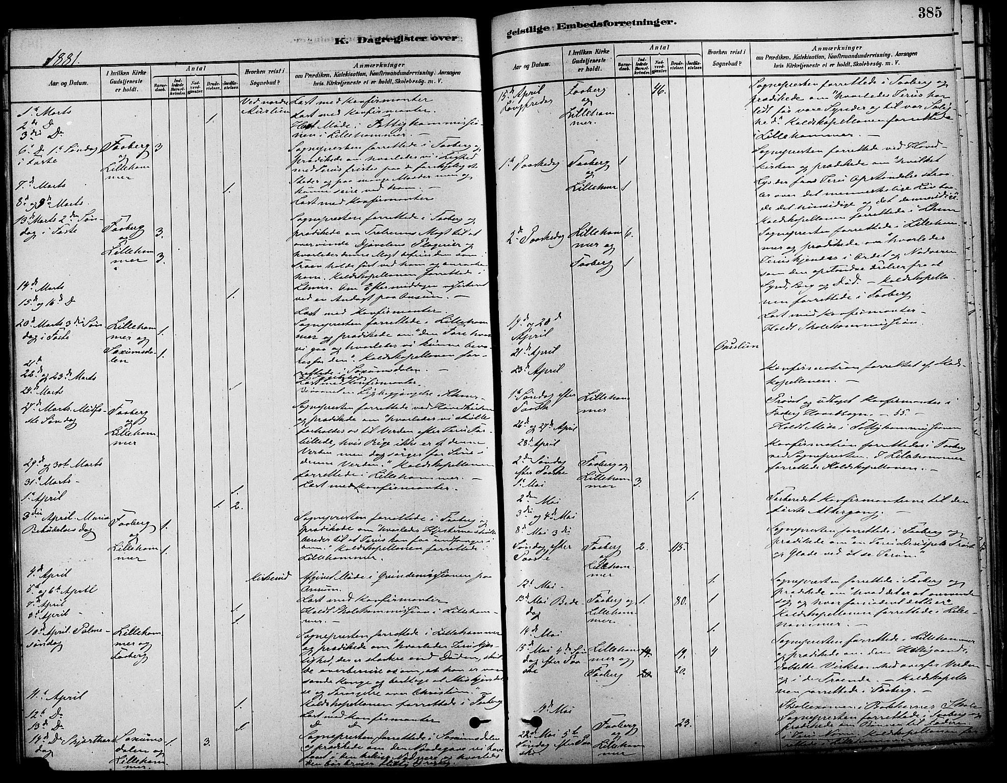 Fåberg prestekontor, SAH/PREST-086/H/Ha/Haa/L0008: Parish register (official) no. 8, 1879-1898, p. 385