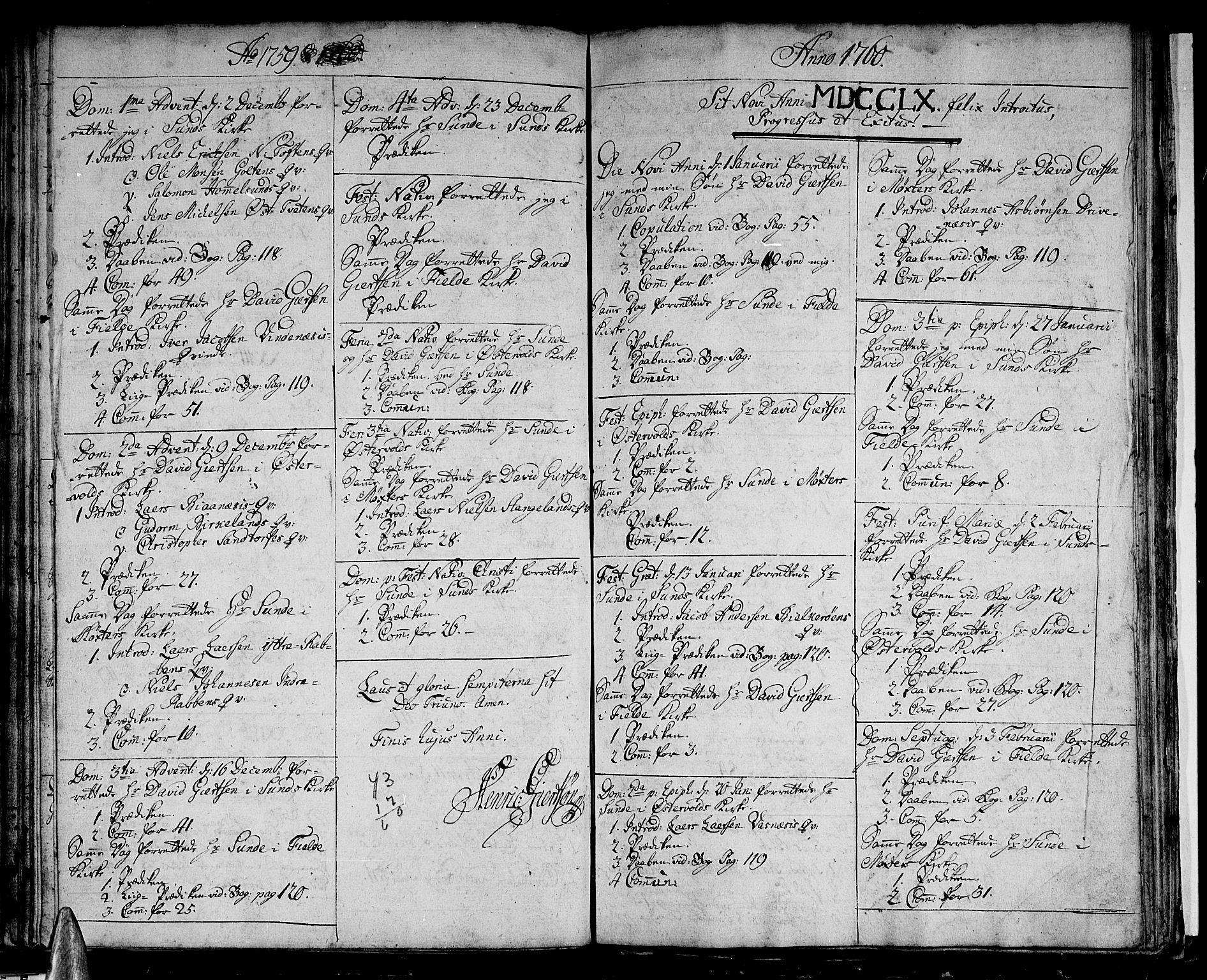 Sund sokneprestembete, AV/SAB-A-99930: Parish register (official) no. A 3, 1740-1769