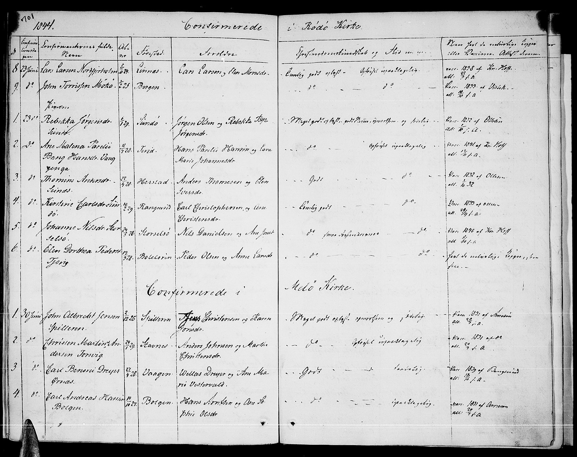 Ministerialprotokoller, klokkerbøker og fødselsregistre - Nordland, AV/SAT-A-1459/841/L0598: Parish register (official) no. 841A06 /1, 1825-1844, p. 701