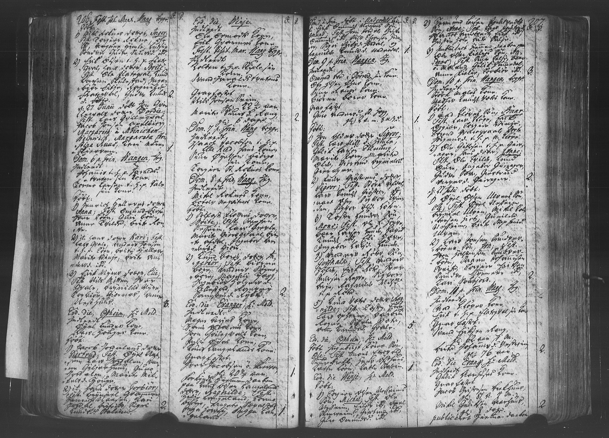 Voss sokneprestembete, SAB/A-79001/H/Haa: Parish register (official) no. A 8, 1752-1780, p. 206-207