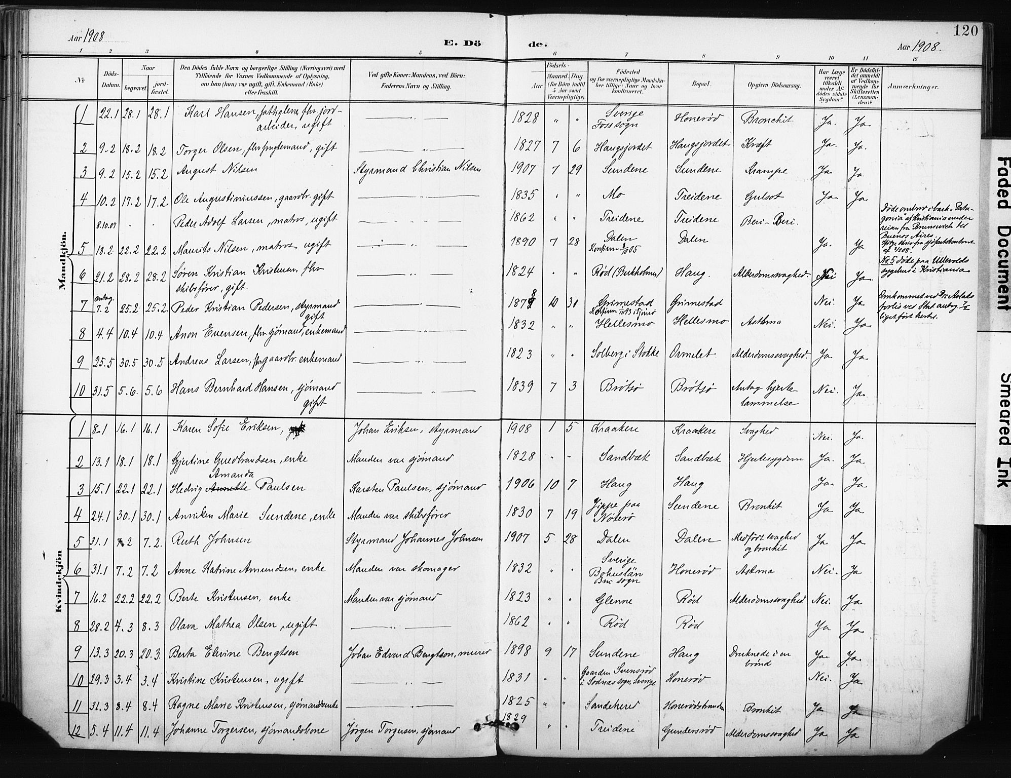 Tjøme kirkebøker, AV/SAKO-A-328/F/Fa/L0005: Parish register (official) no. I 5, 1901-1909, p. 120