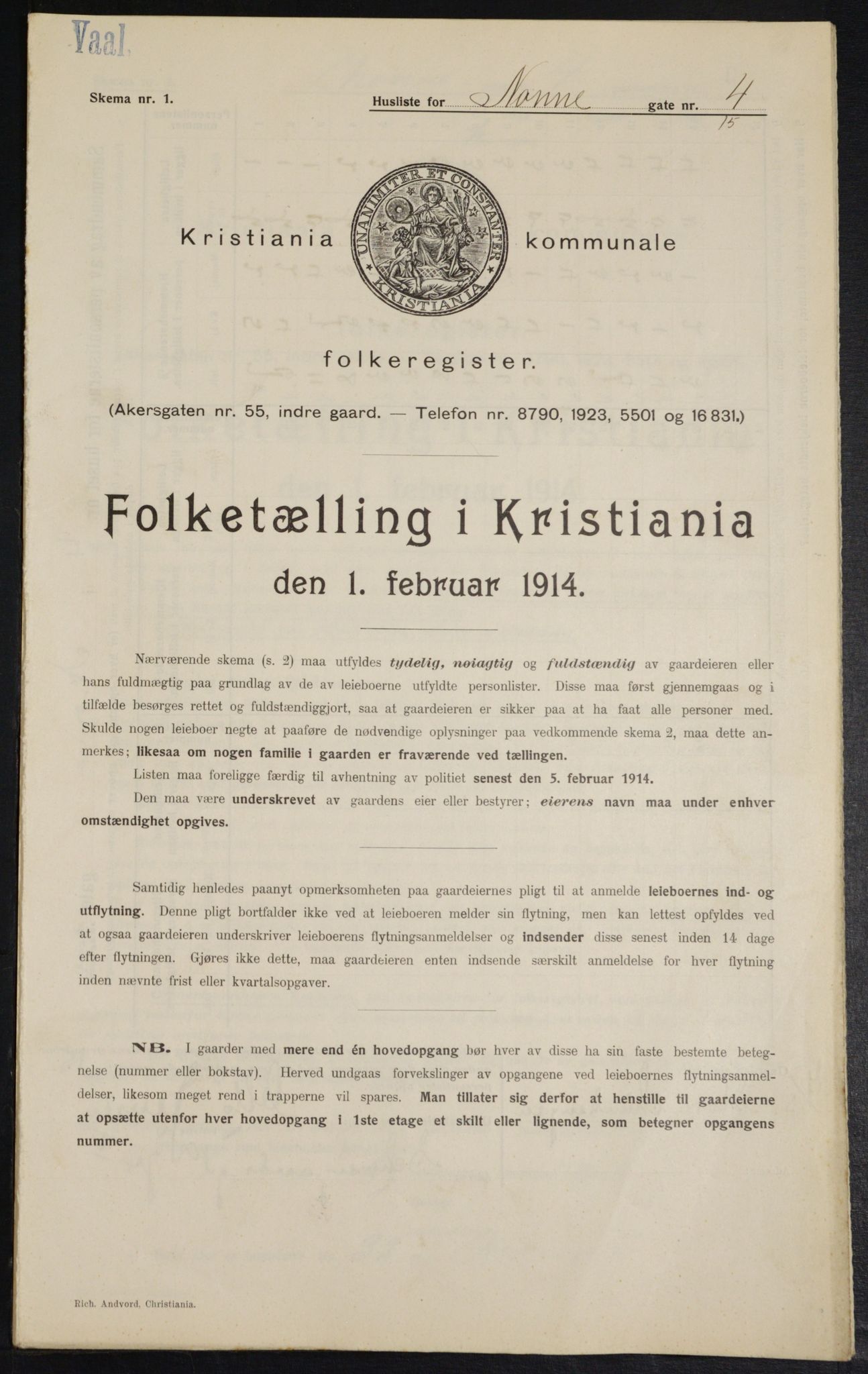 OBA, Municipal Census 1914 for Kristiania, 1914, p. 71378