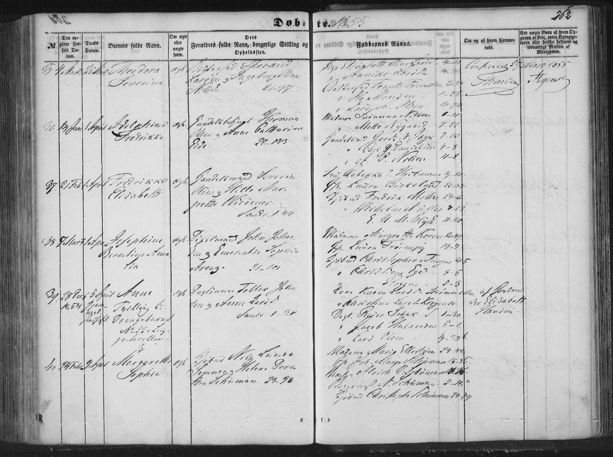 Korskirken sokneprestembete, AV/SAB-A-76101/H/Haa/L0017: Parish register (official) no. B 3, 1851-1857, p. 262