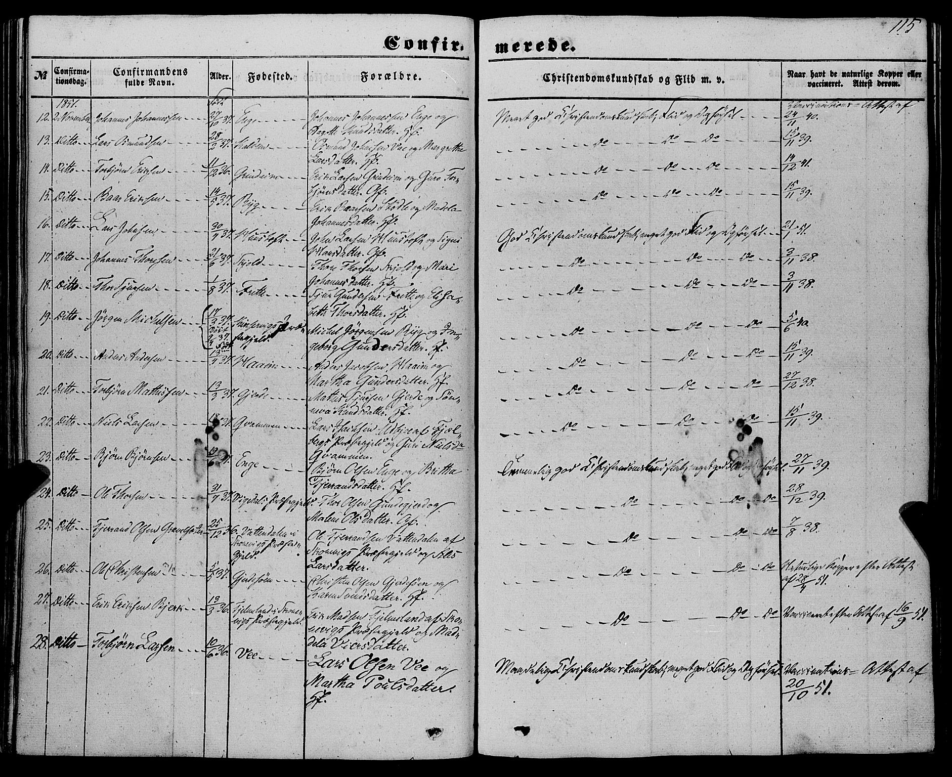 Etne sokneprestembete, AV/SAB-A-75001/H/Haa: Parish register (official) no. A 8, 1848-1862, p. 115