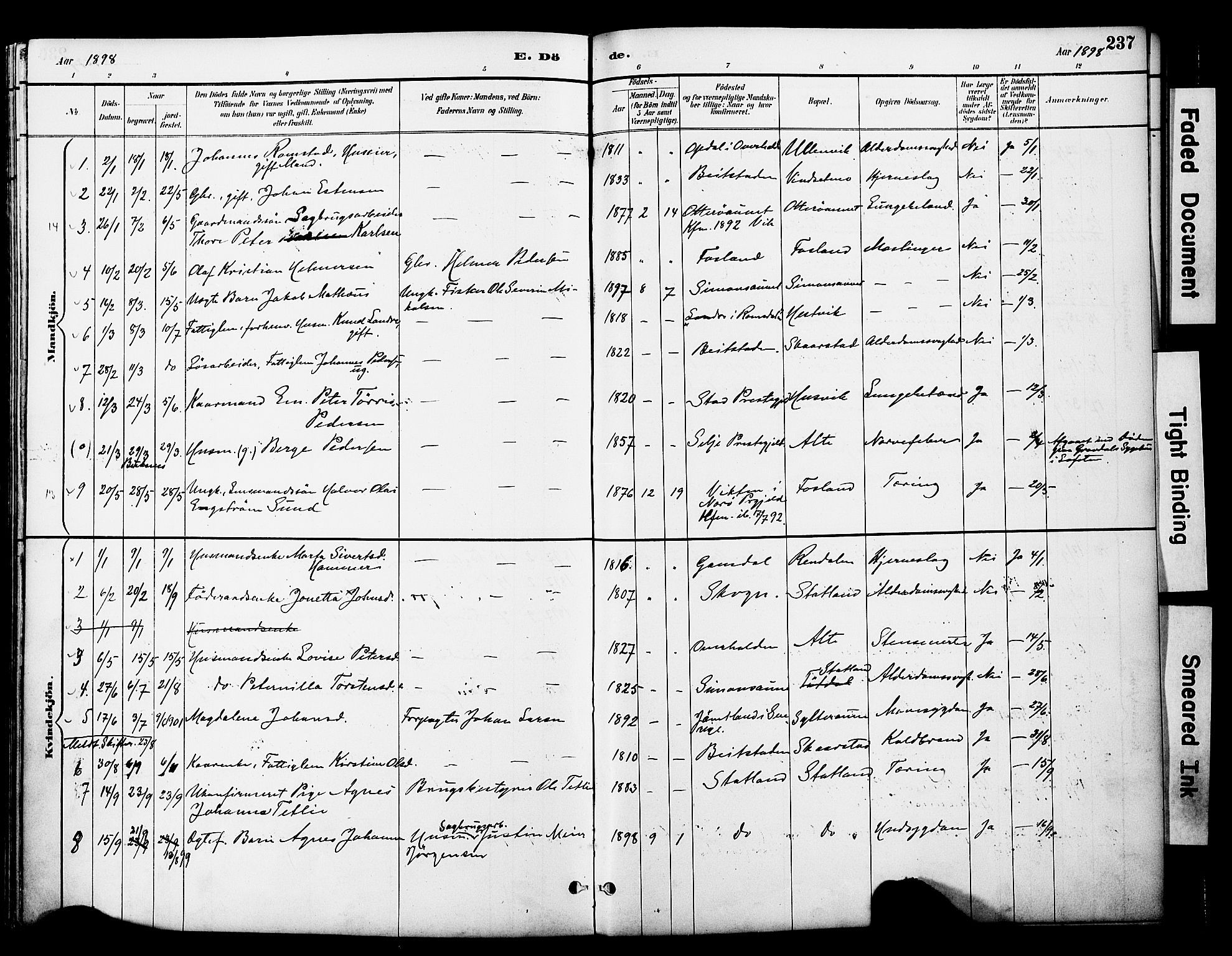 Ministerialprotokoller, klokkerbøker og fødselsregistre - Nord-Trøndelag, SAT/A-1458/774/L0628: Parish register (official) no. 774A02, 1887-1903, p. 237