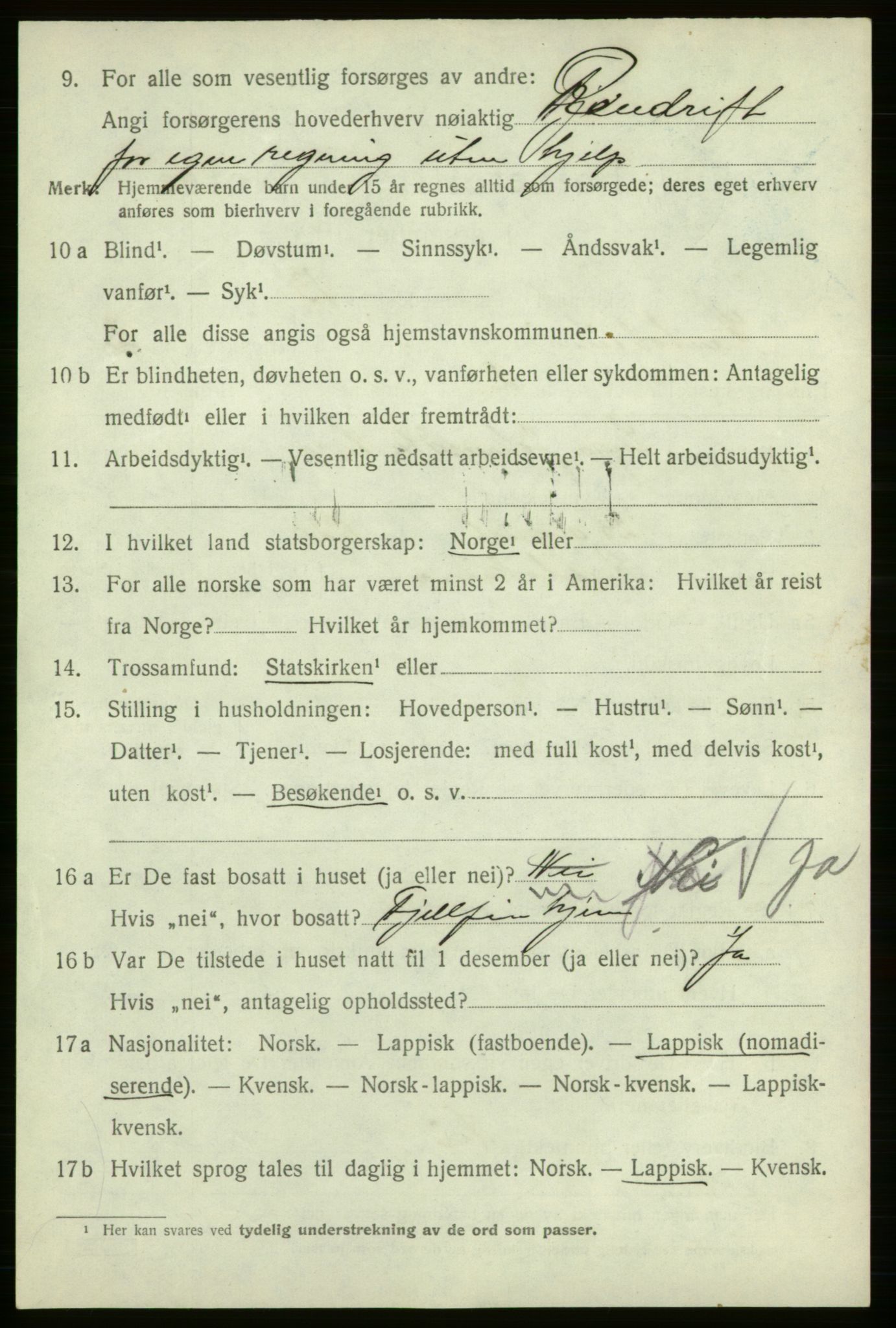 SATØ, 1920 census for Kautokeino, 1920, p. 1450