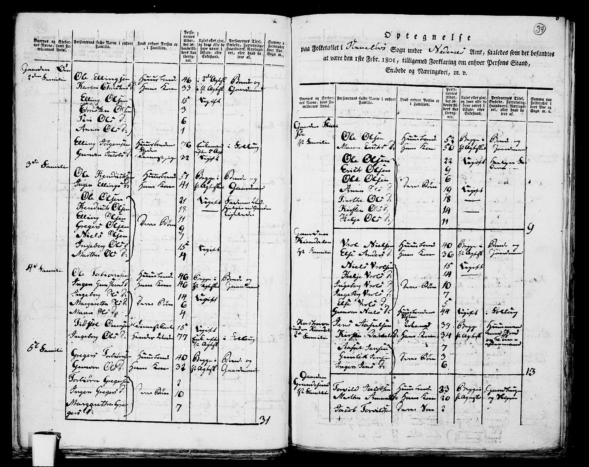 RA, 1801 census for 0901P Risør, 1801, p. 38b-39a